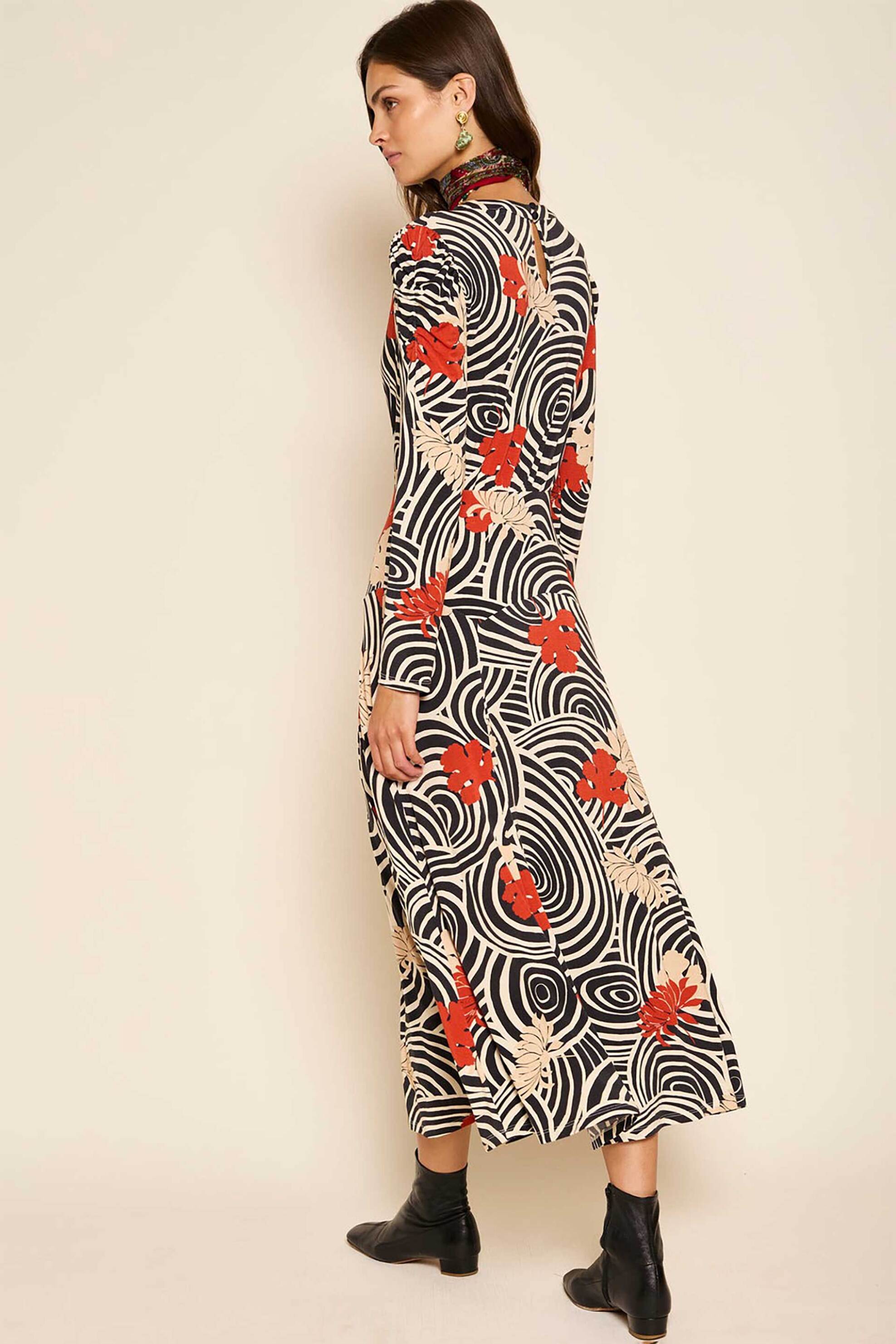 Rixo γυναικείο midi φόρεμα με print "Cerise" - 010.01972.424.04914 Μπεζ φωτογραφία