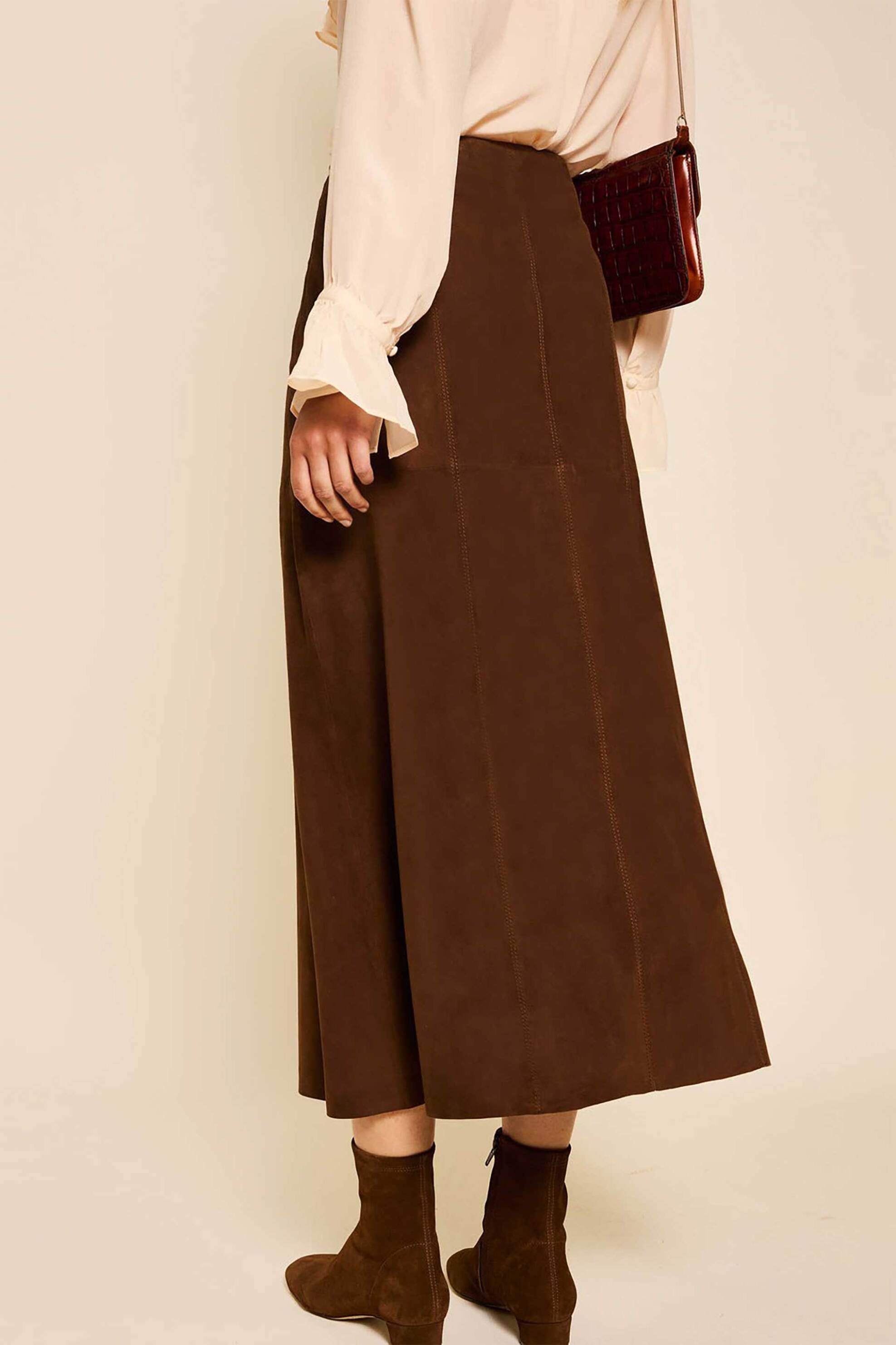 Rixo γυναικεία midi φούστα suede "Edwina" - 020.03172.125.06115 Καφέ φωτογραφία
