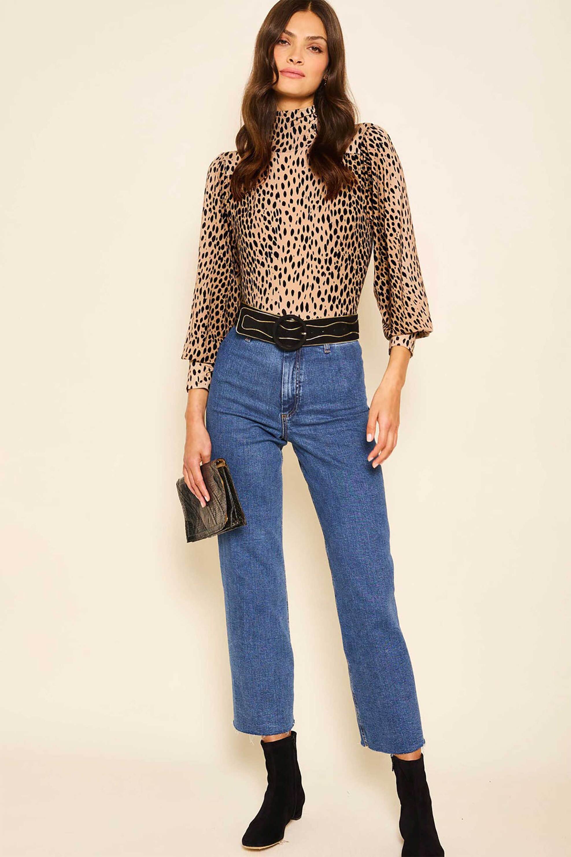 Rixo γυναικεία μπλούζα με animal print "Suki" - 030.00709.125.06046 Μπεζ φωτογραφία