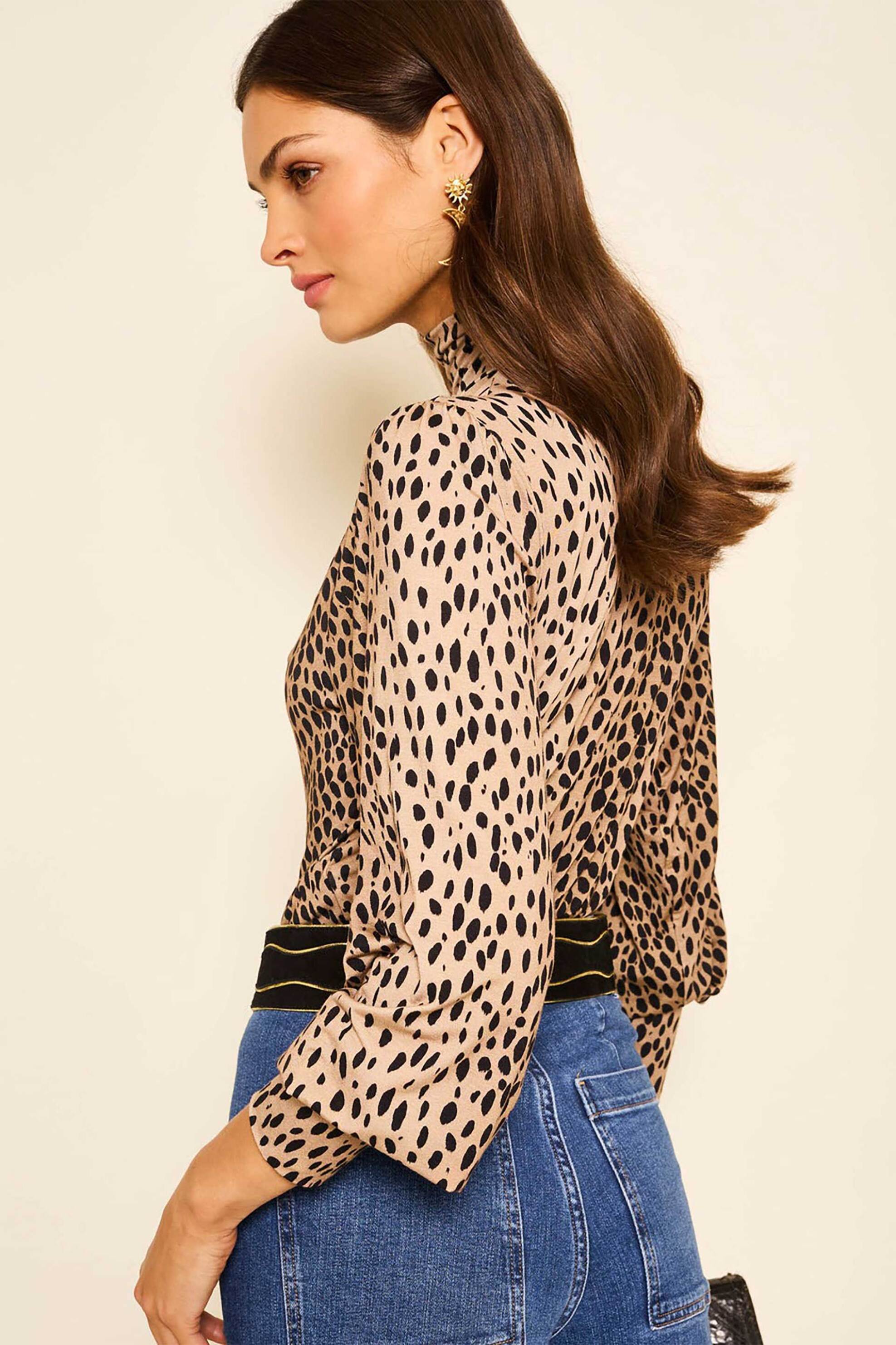 RIXO Rixo γυναικεία μπλούζα με animal print "Suki" - 030.00709.125.06046 Μπεζ - 3