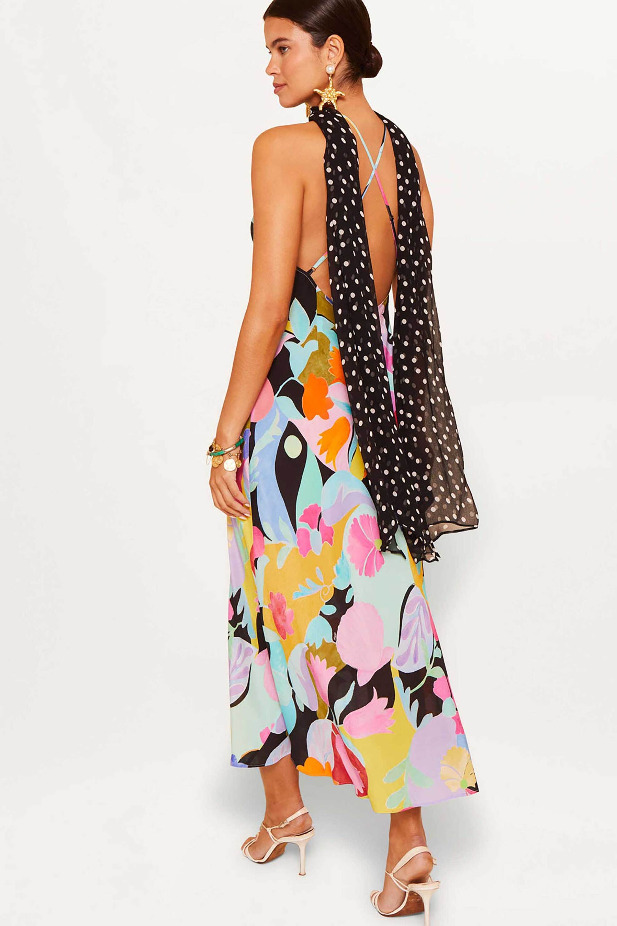 Rixo γυναικείο midi φόρεμα αμάνικο με floral print 