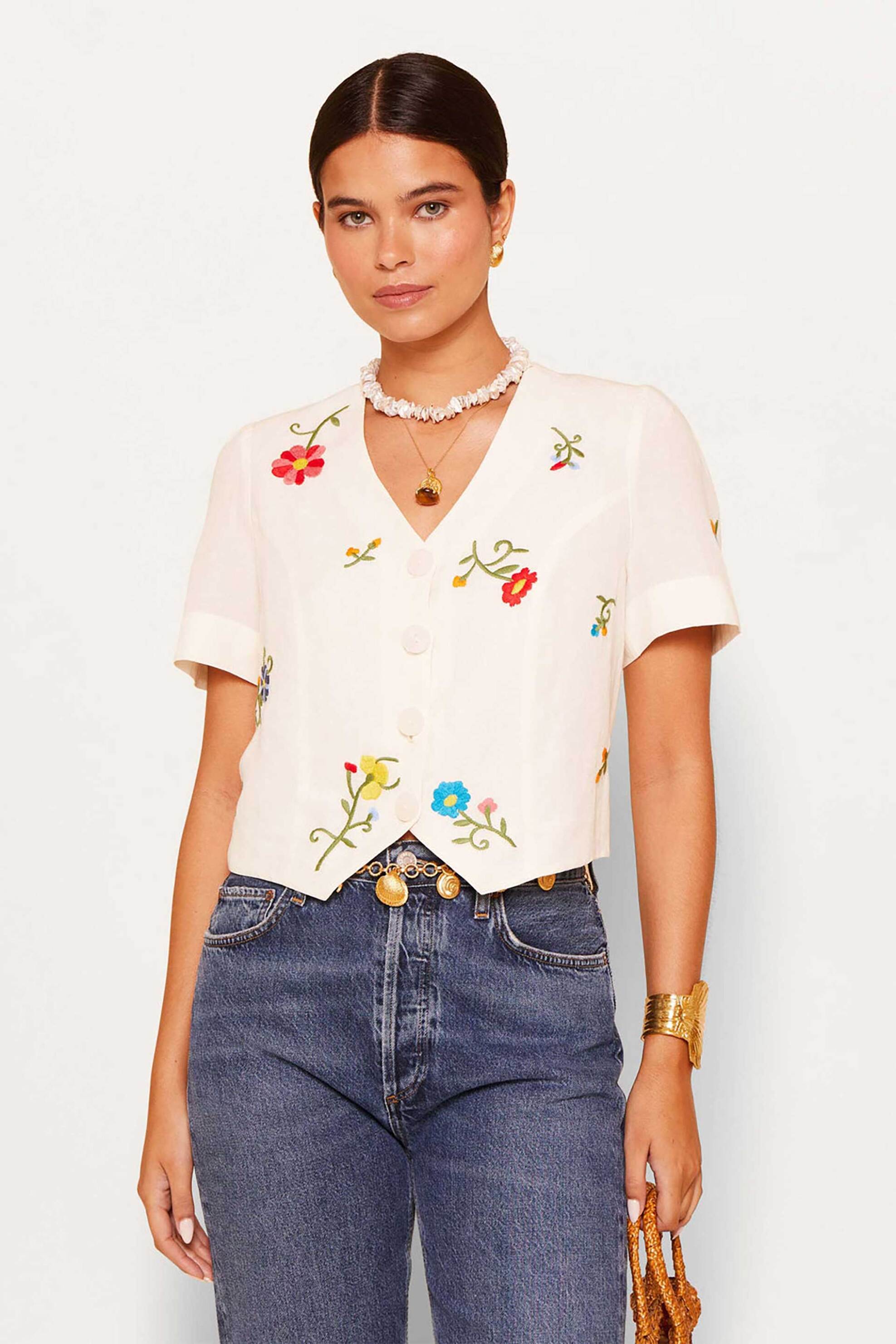RIXO Rixo γυναικείο τοπ με floral print "Immie" - 030.05152.225.06467 Εκρού