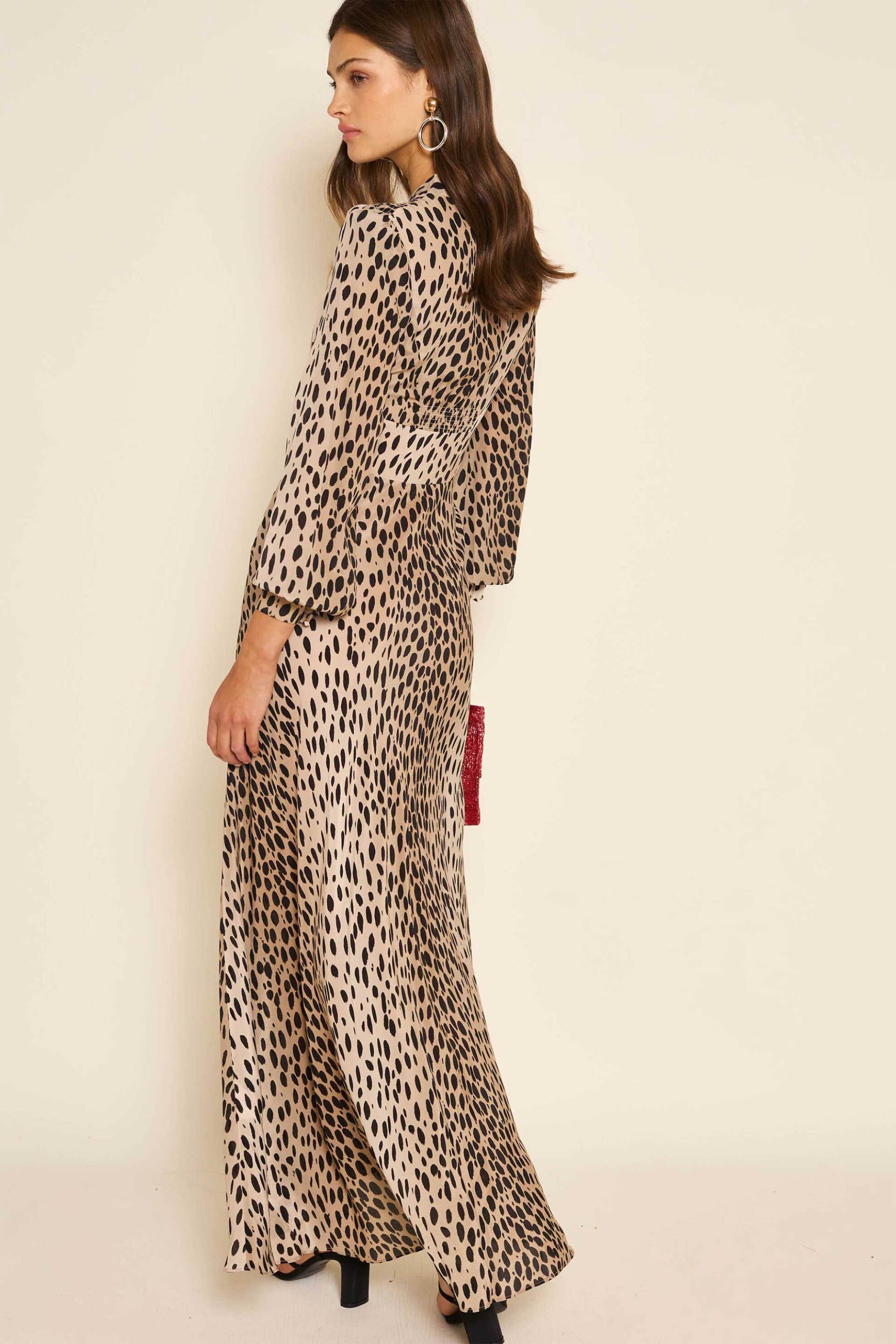 Rixo γυναικείο maxi φόρεμα μεταξωτό animal print "Emory" - 010.02282.424.06278 Μπεζ φωτογραφία