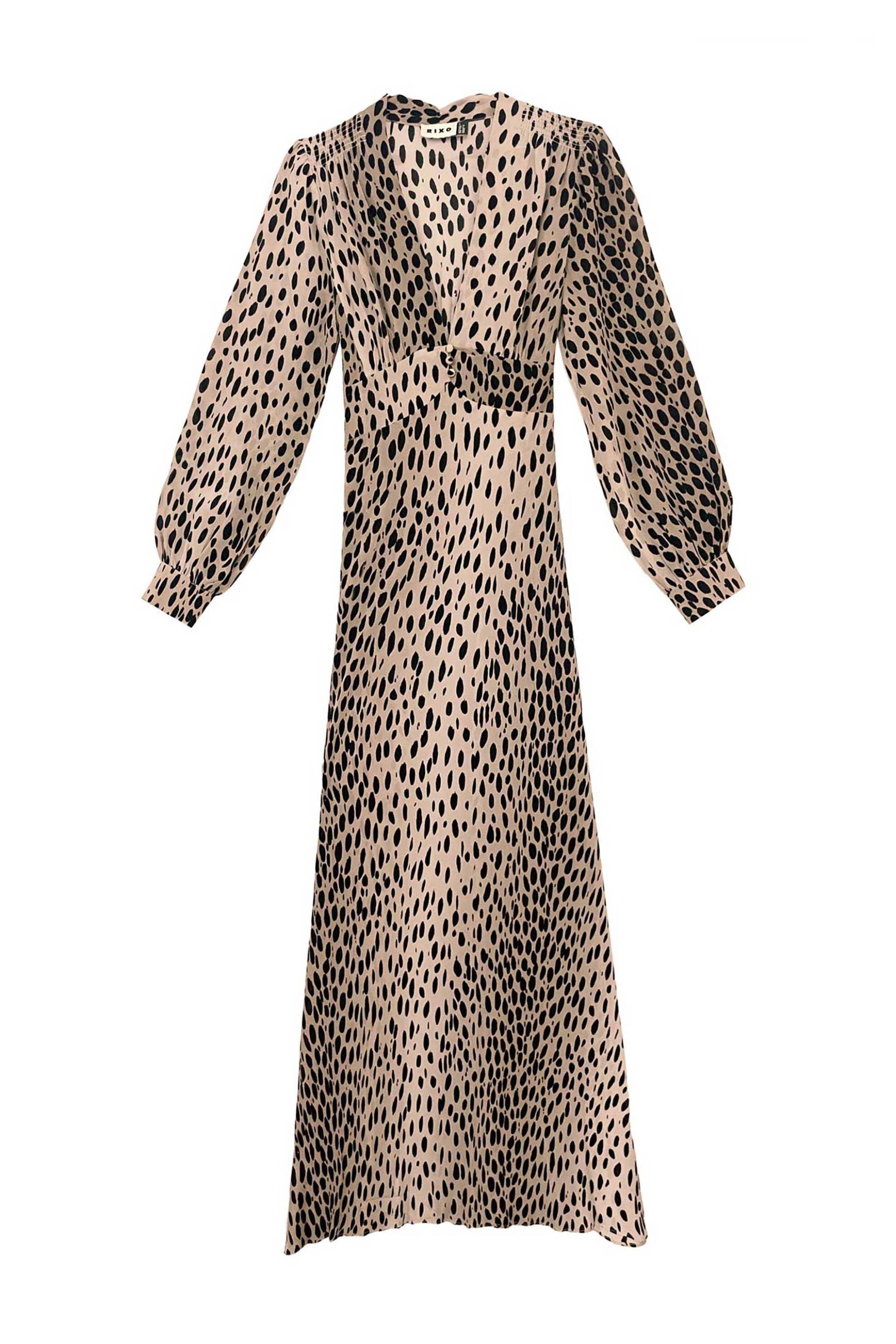 Rixo γυναικείο maxi φόρεμα μεταξωτό animal print "Emory" - 010.02282.424.06278 Μπεζ φωτογραφία