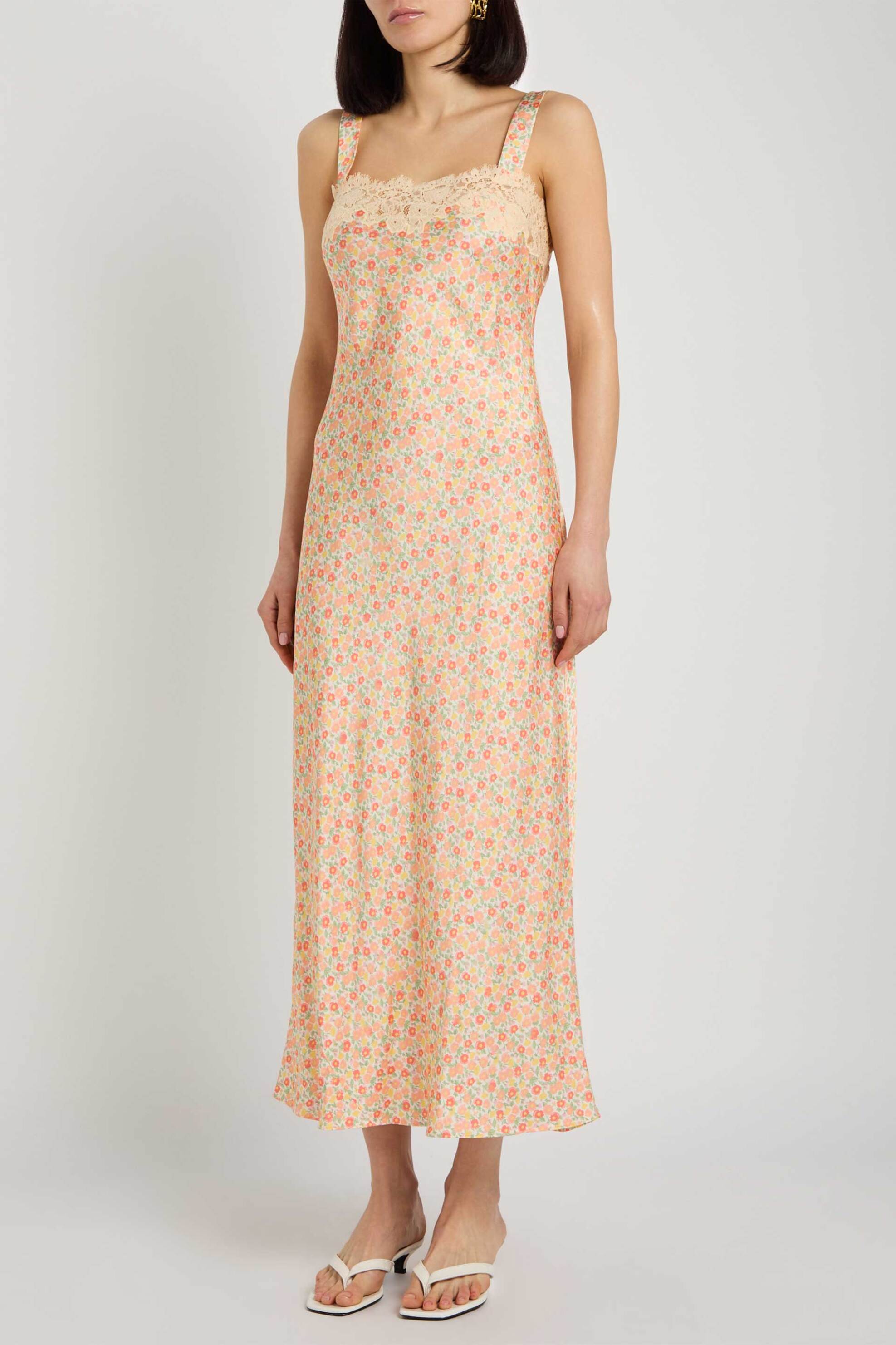 RIXO Rixo γυναικείο midi φόρεμα με floral print "Rosamarie" - 010.05813.226.08039.008 Σομόν