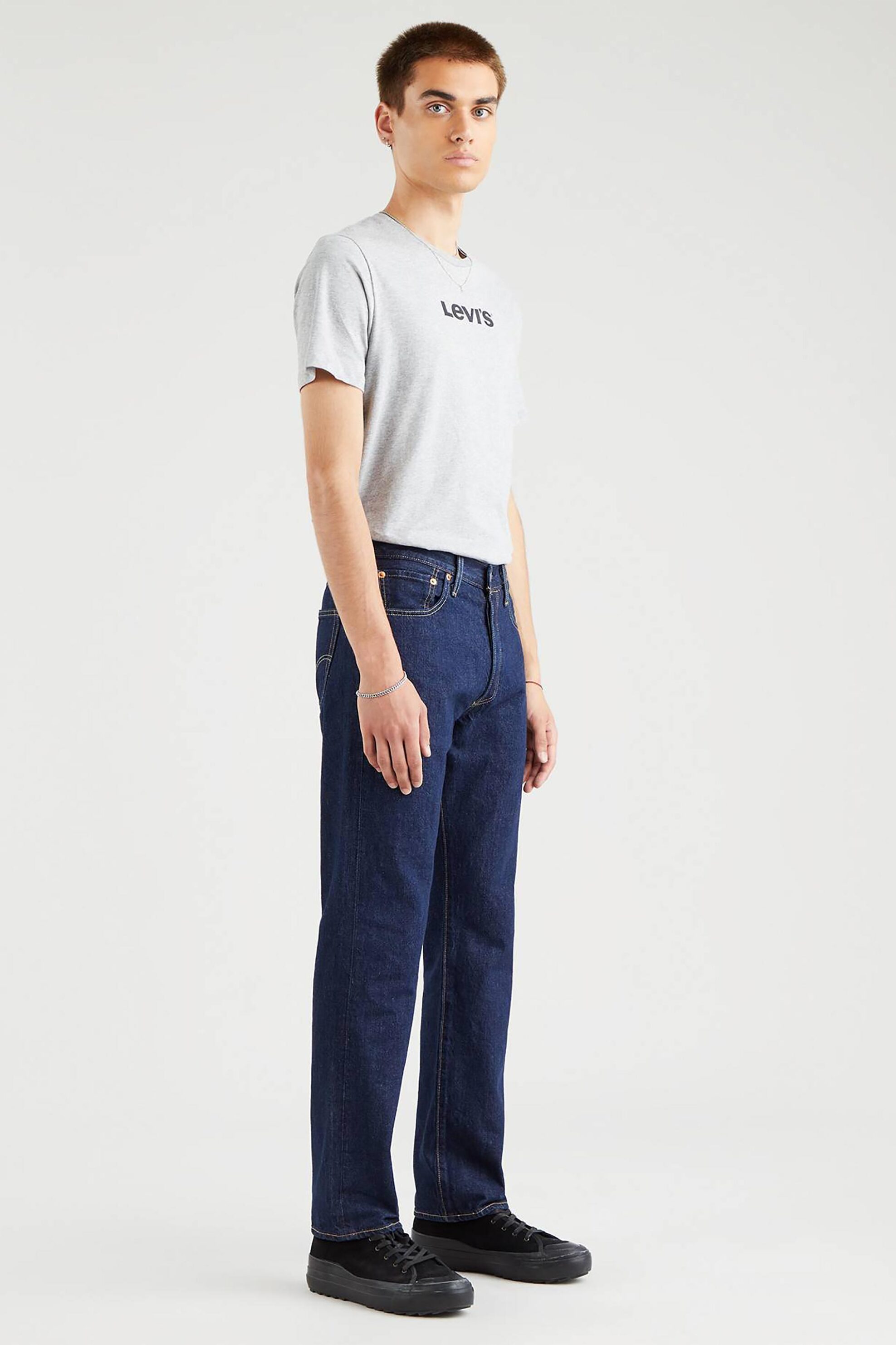 Levi's® ανδρικό τζιν παντελόνι πεντάτσεπο One Wash Straight Fit "501® Original" - 005010101 Denim Blue Σκούρο φωτογραφία
