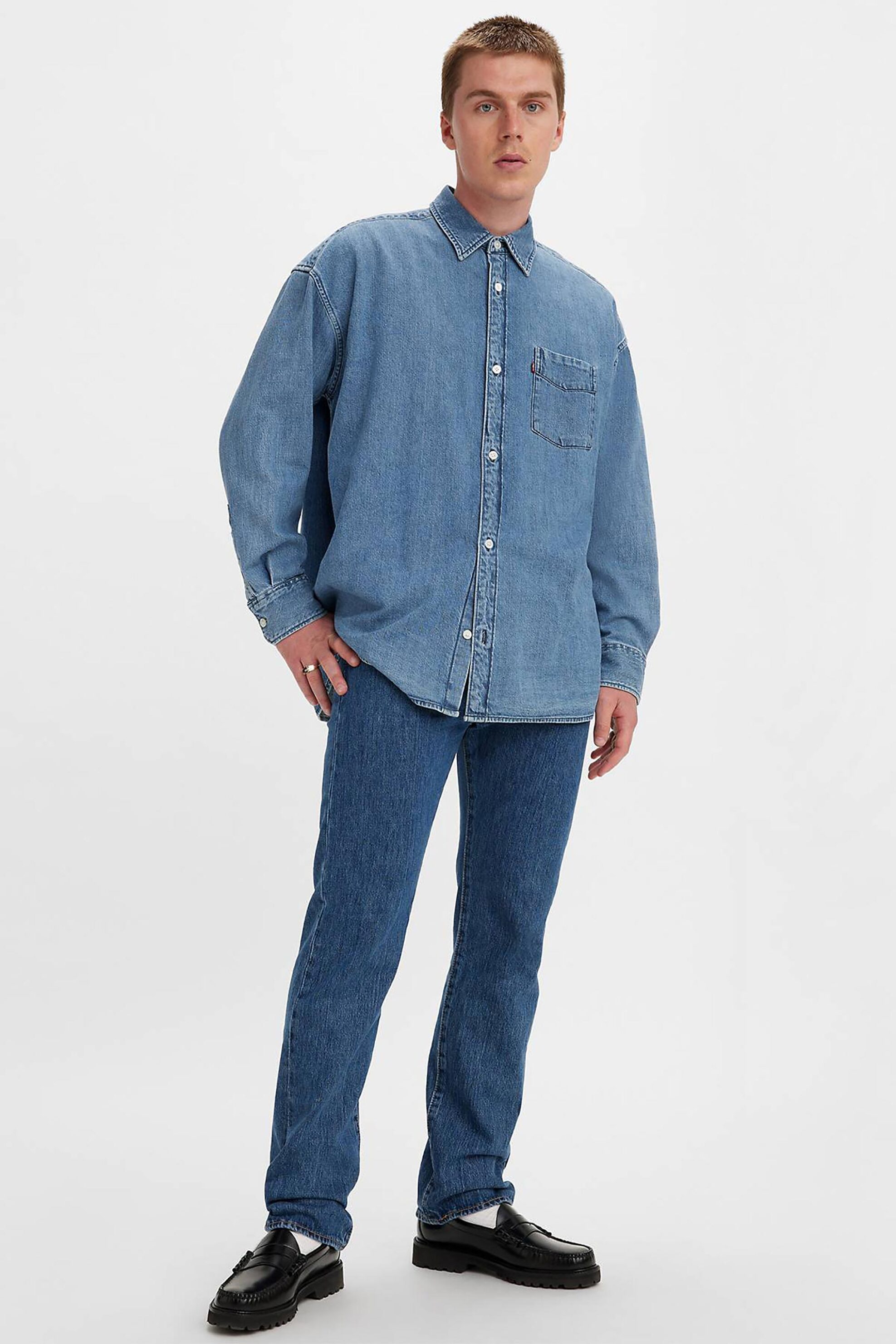 Άνδρας > ΡΟΥΧΑ > Jeans > Straight Levi's® ανδρικό τζην παντελόνι πεντάτσεπο Stonewash Straight Fit "501® Original" - 005010114 Denim Blue