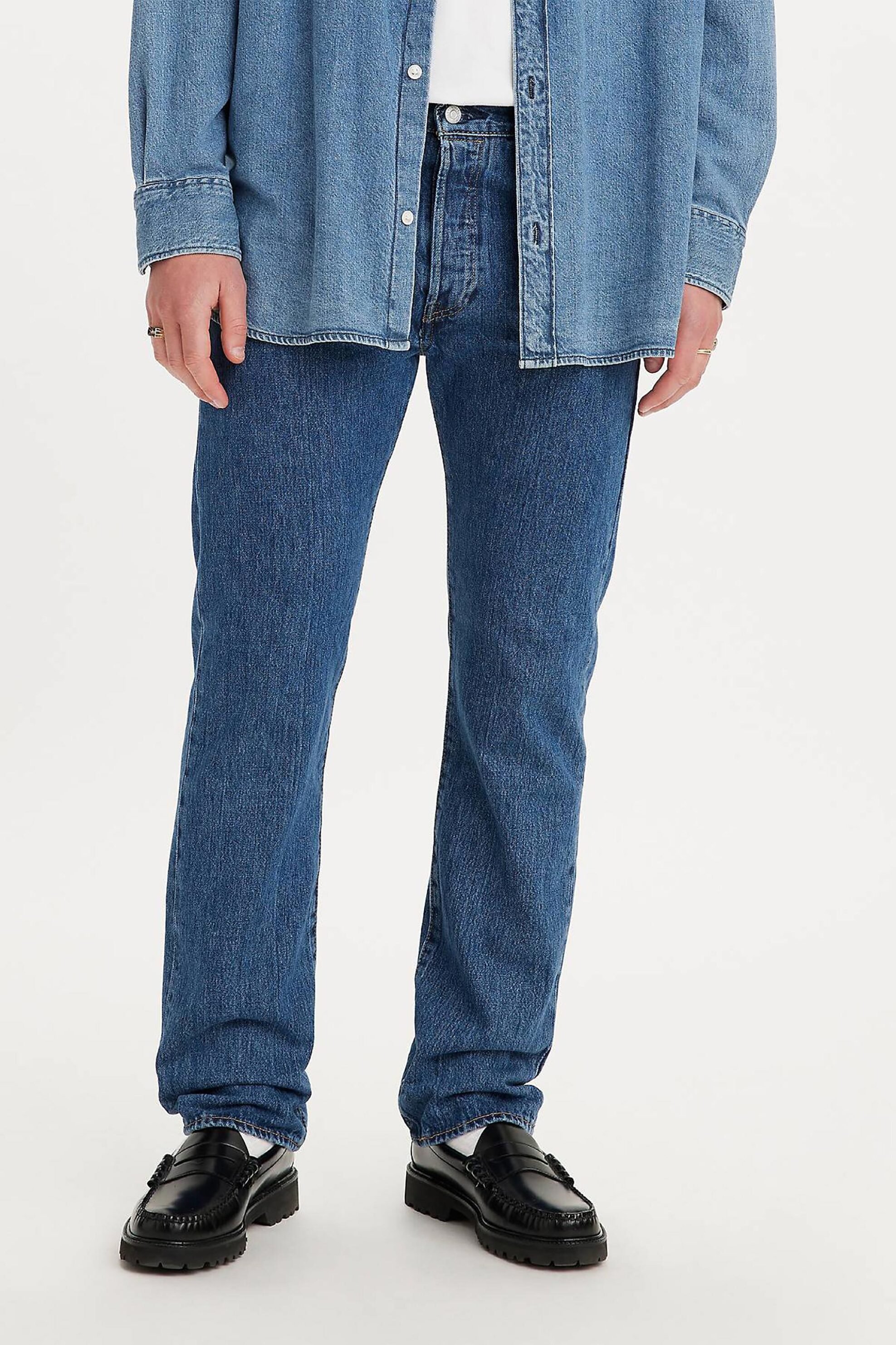 Levi's® ανδρικό τζιν παντελόνι πεντάτσεπο Stonewash Straight Fit "501® Original" - 005010114 Denim Blue φωτογραφία