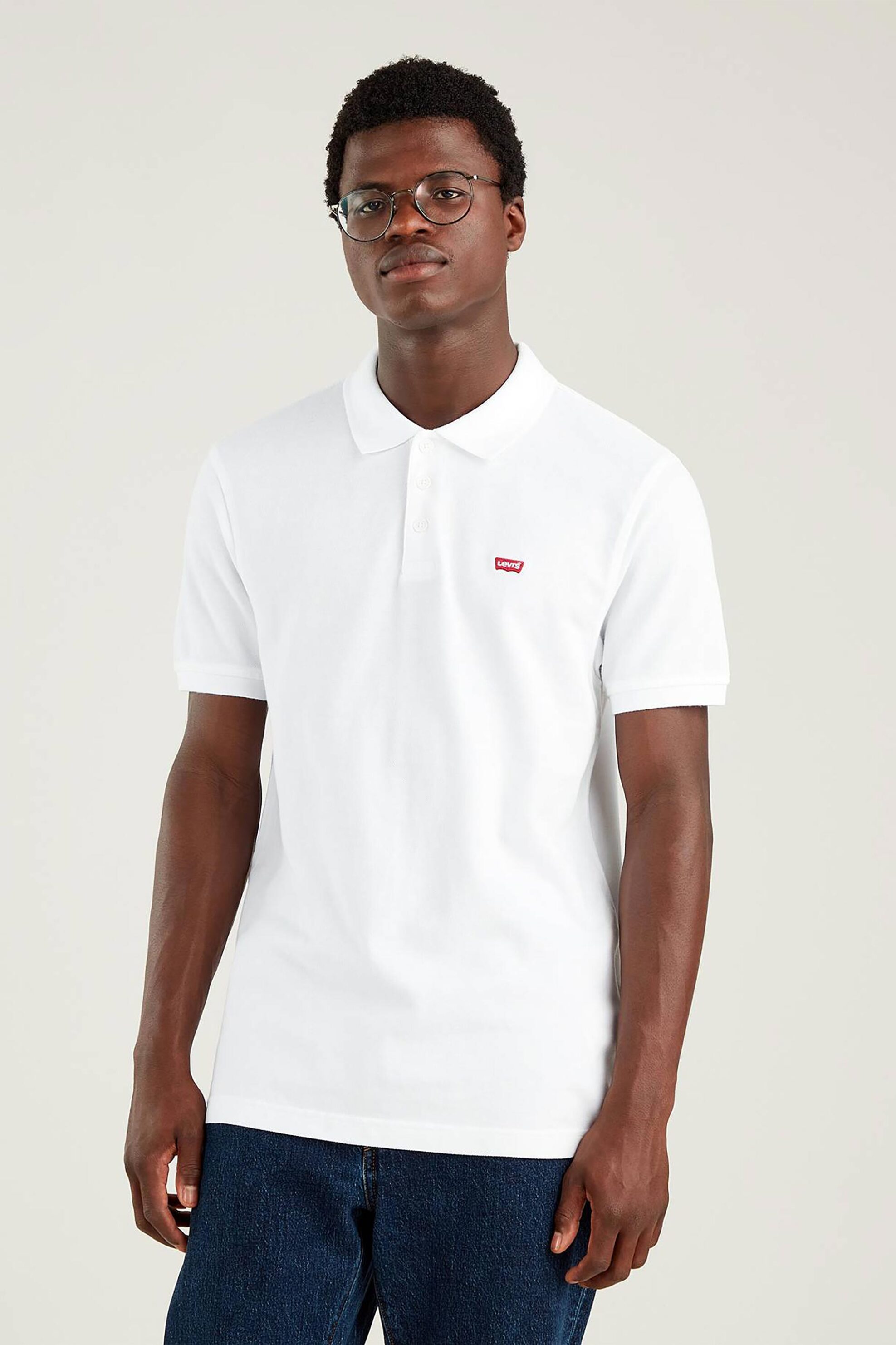 LEVI'S Levi's® ανδρική πόλο μπλούζα κοντομάνικη πικέ μονόχρωμη με λογότυπο Standard Fit "Housemark" - 358830003 Λευκό