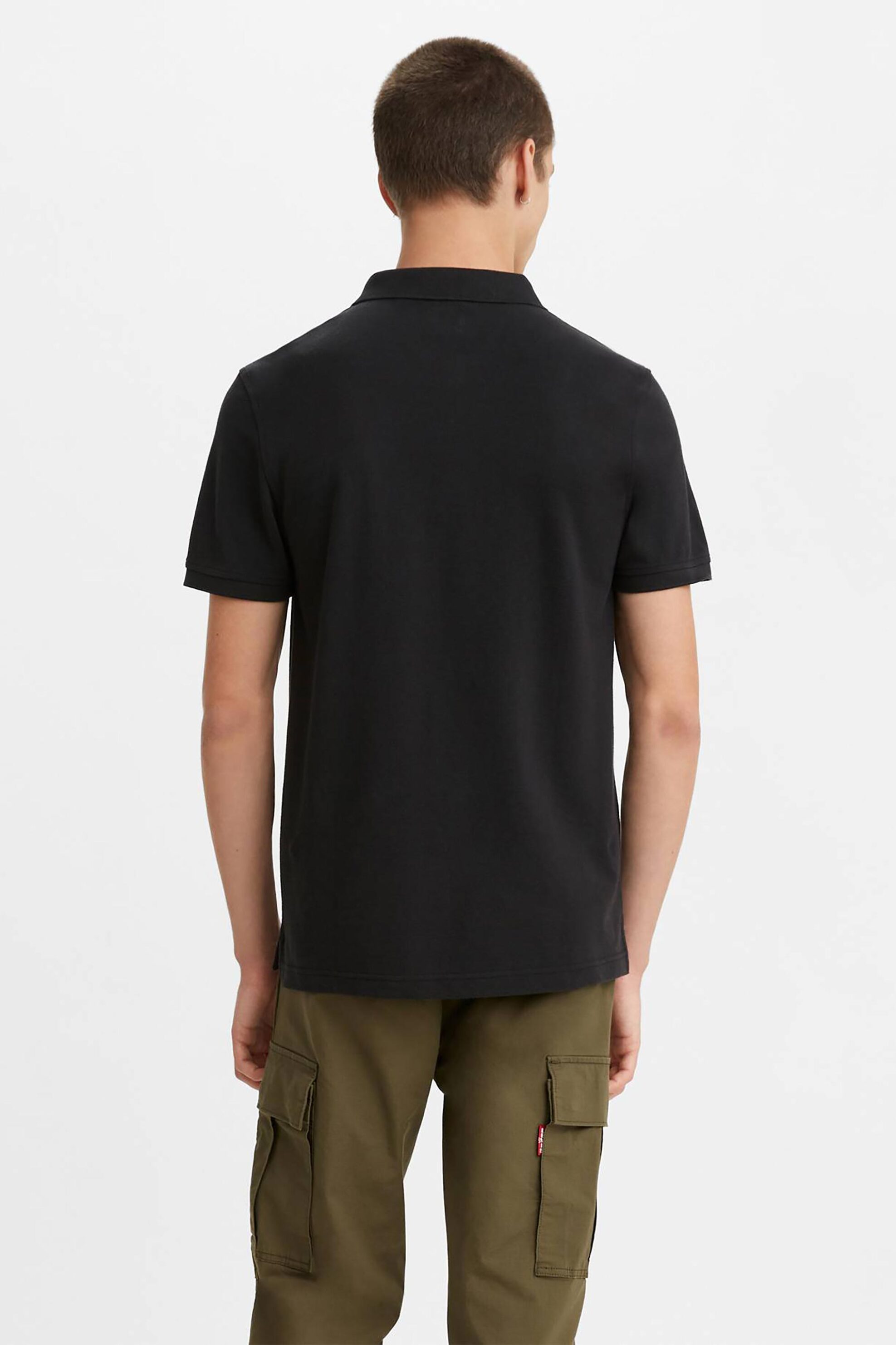 Levi's® ανδρική πόλο μπλούζα κοντομάνικη πικέ μονόχρωμη με λογότυπο Standard Fit "Housemark" - 358830007 Μαύρο φωτογραφία
