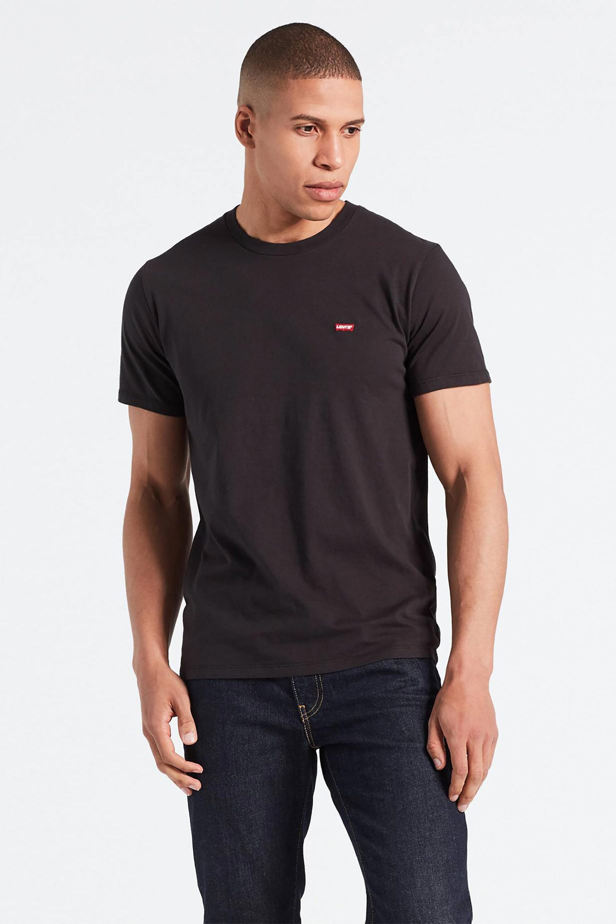 Levi's® ανδρικό T-shirt μονόχρωμο με λογότυπο Regular Fit "Original Housemark" - 566050009 Μαύρο