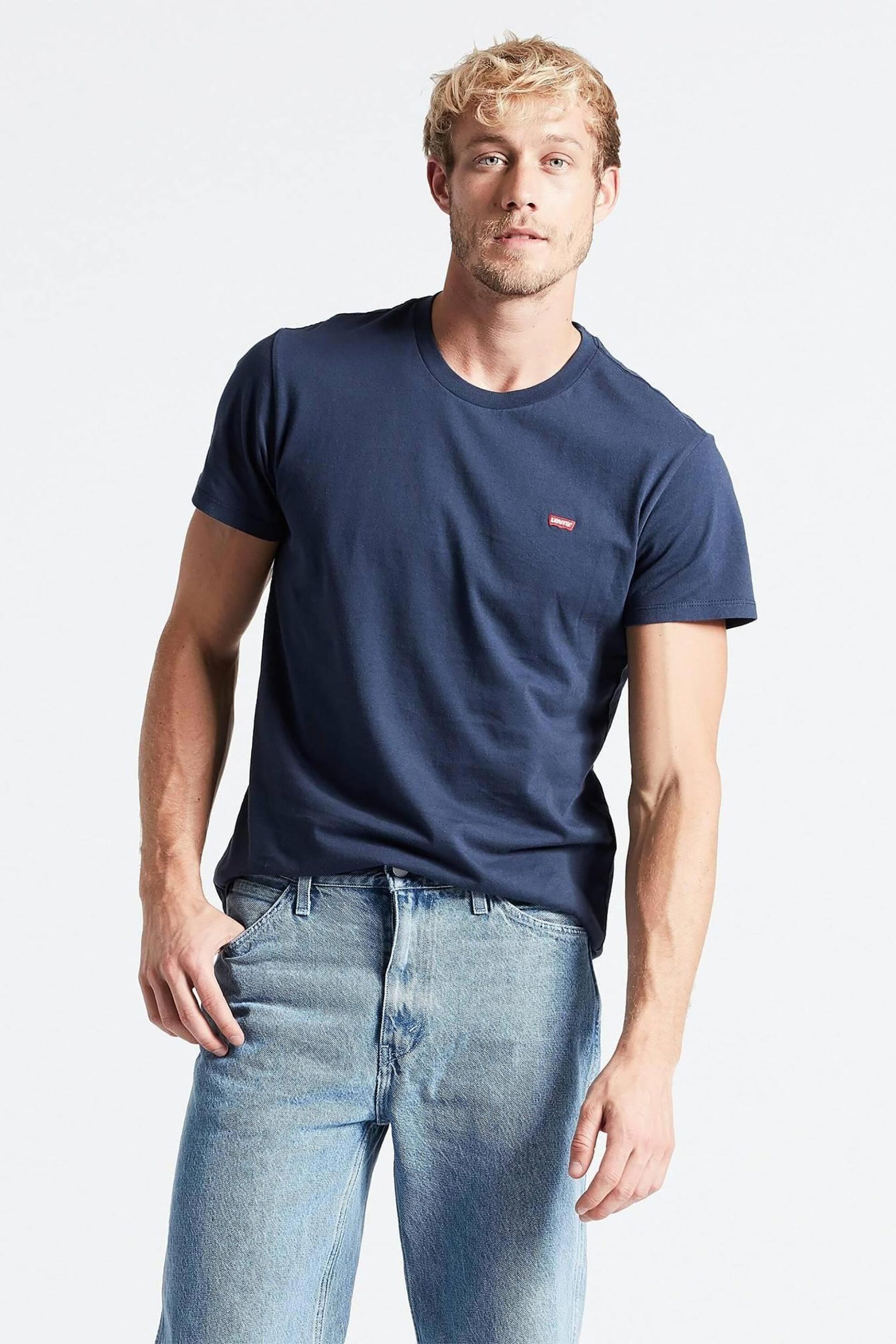 Levi's® ανδρικό T-shirt μονόχρωμο με λογότυπο Regular Fit "Original Housemark" - 566050017 Μπλε