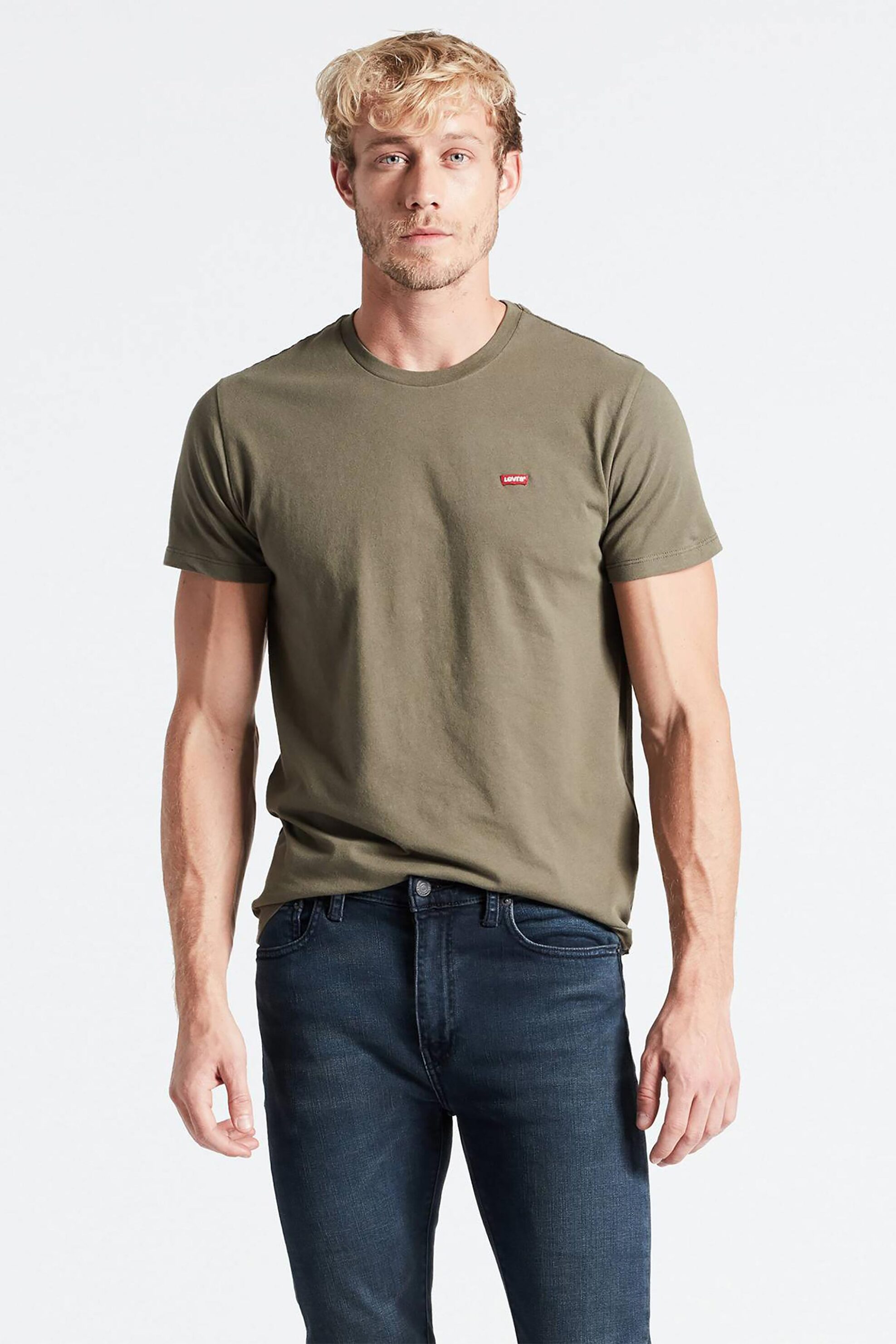 Levi's® ανδρικό T-shirt μονόχρωμο με λογότυπο Regular Fit "Original Housemark" - 566050021 Λαδί