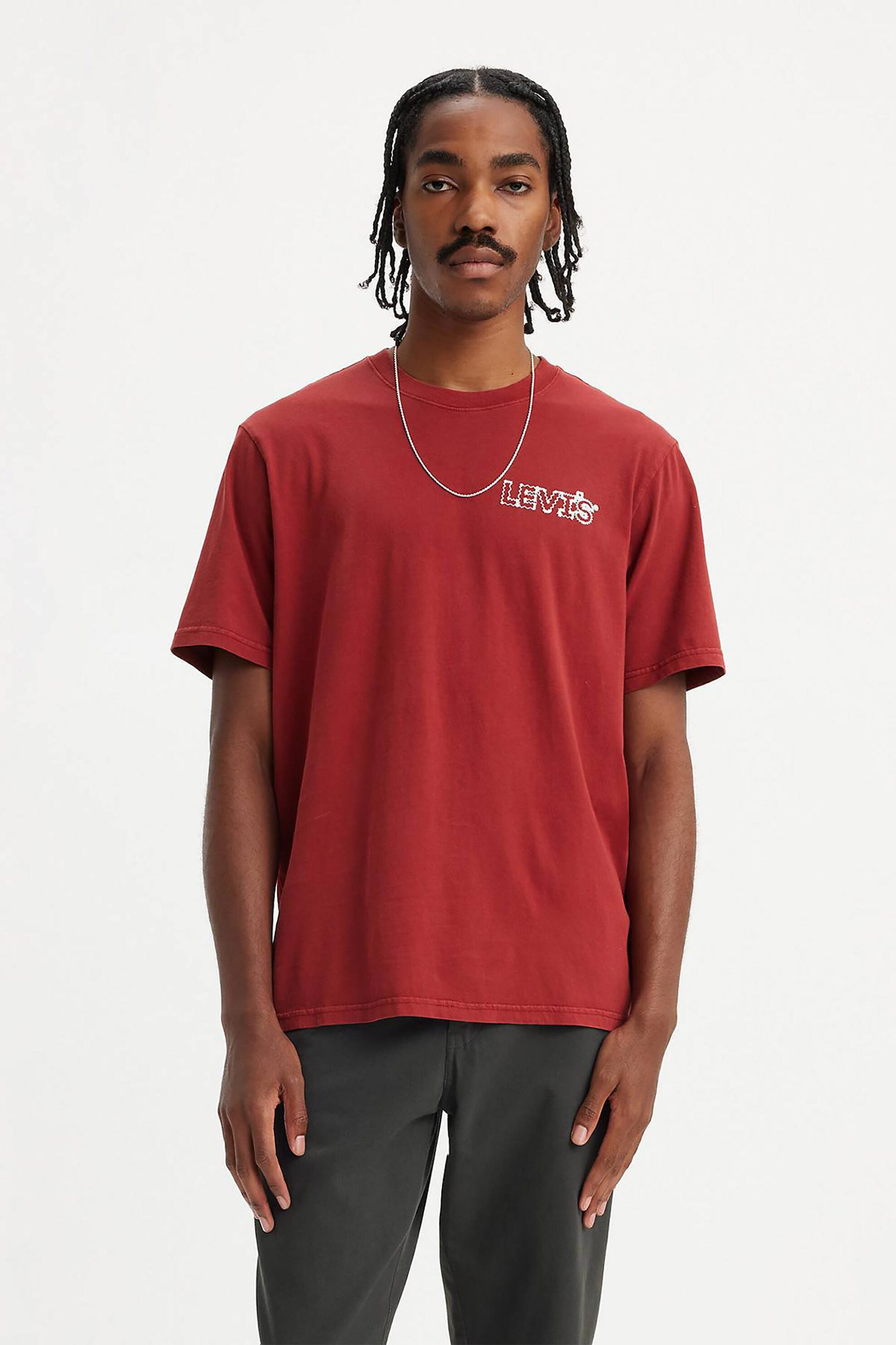 Levi's® ανδρικό T-shirt μονόχρωμο με logo print Relaxed Fit "Graphic" - 161431301 Κόκκινο