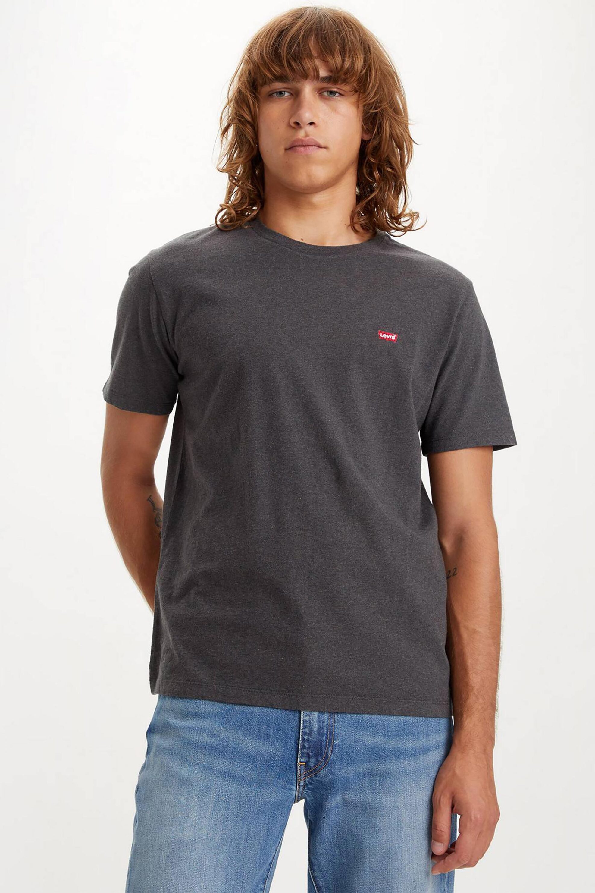 Levi's® ανδρικό T-shirt μονόχρωμο με λογότυπο Regular Fit "Original Housemark" - 566050149 Ανθρακί