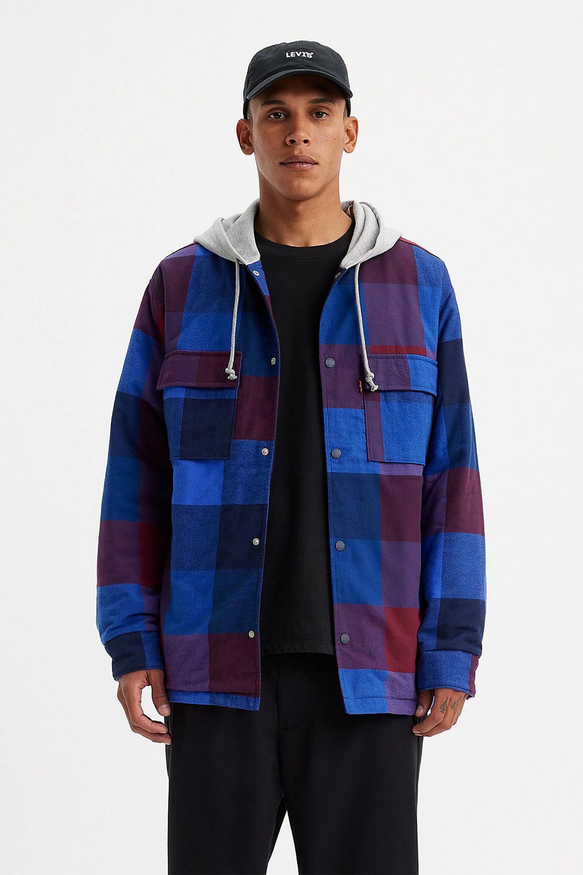 LEVI'S Levi's® ανδρικό overshirt με καρό σχέδιο και κουκούλα Relaxed Fit "Jack Worker" - A72640001 Μπλε