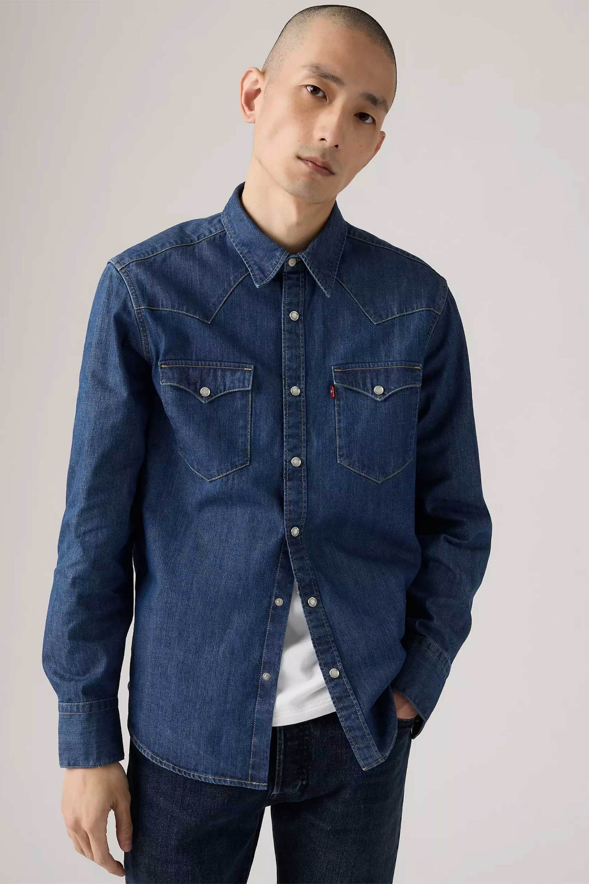 Levi's® ανδρικό denim πουκάμισο με τσέπες Standard Fit "Barstaw" - 857440041 Denim Blue