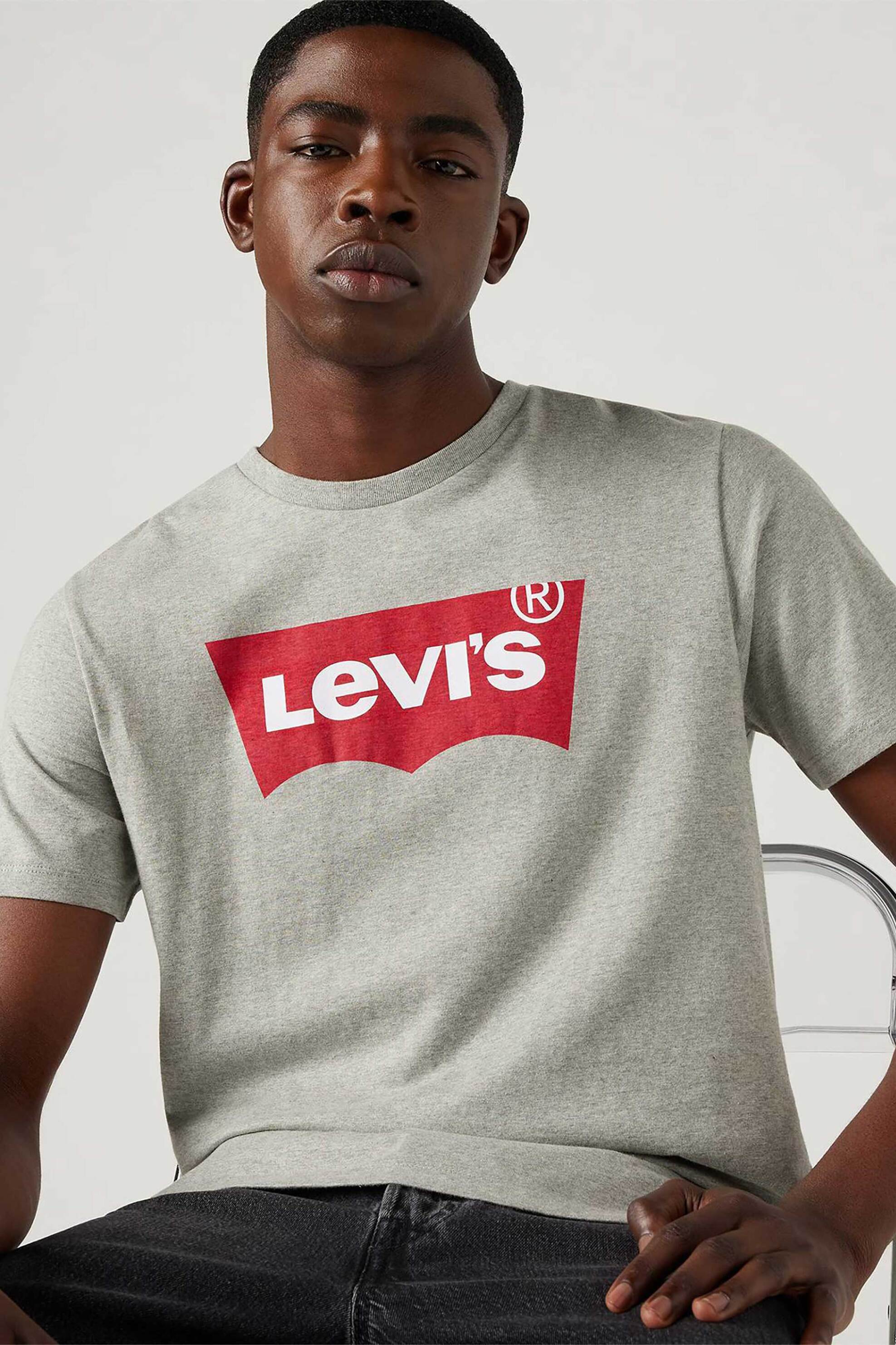 Levi's® ανδρικό T-shirt μονόχρωμο βαμβακερό με contrast logo print "Graphic Set-in" - 177830138 Γκρι φωτογραφία