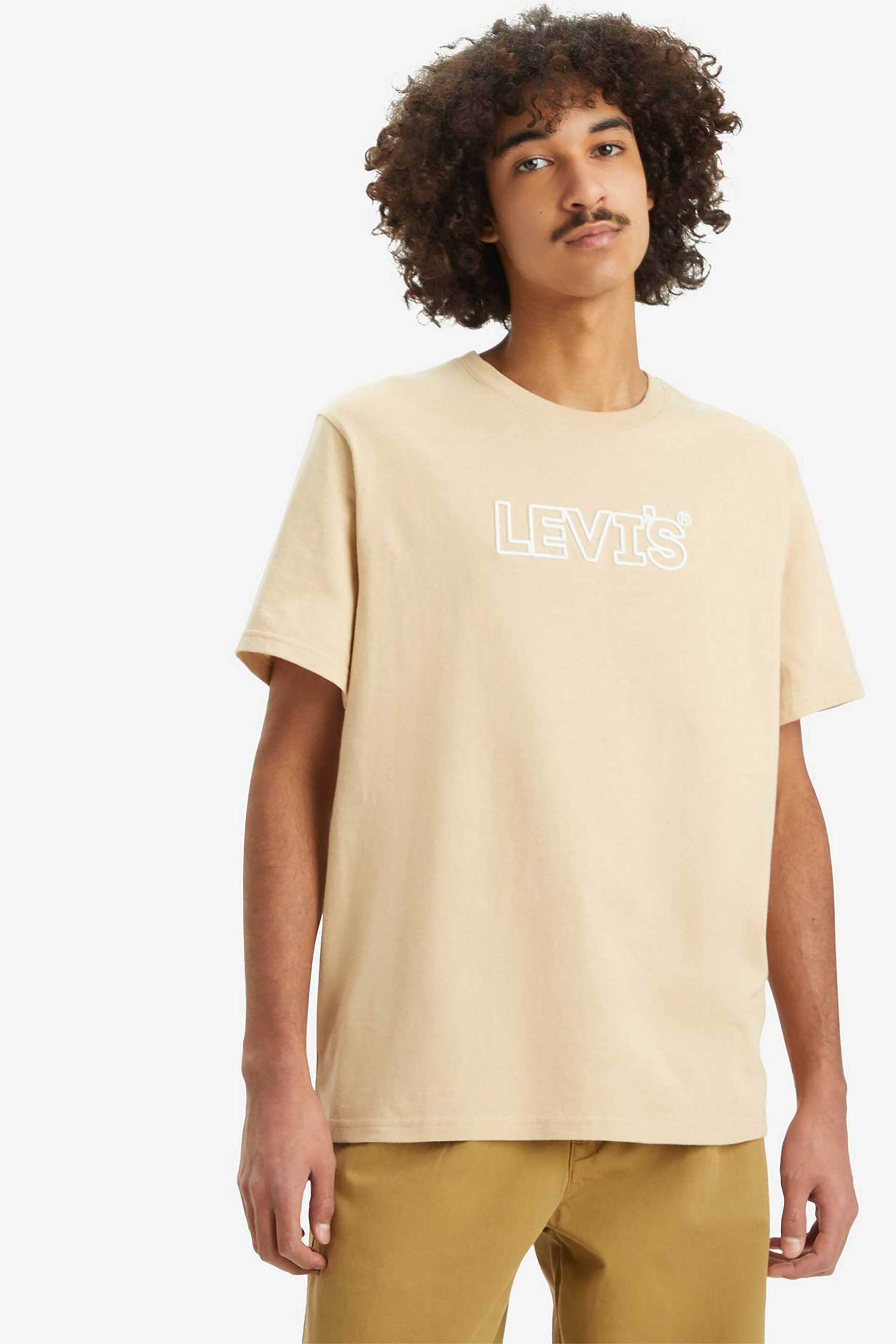 Levi's® ανδρικό T-shirt με ανάγλυφο logo Relaxed Fit ''Graphic Tee'' - 161431478 Μπεζ