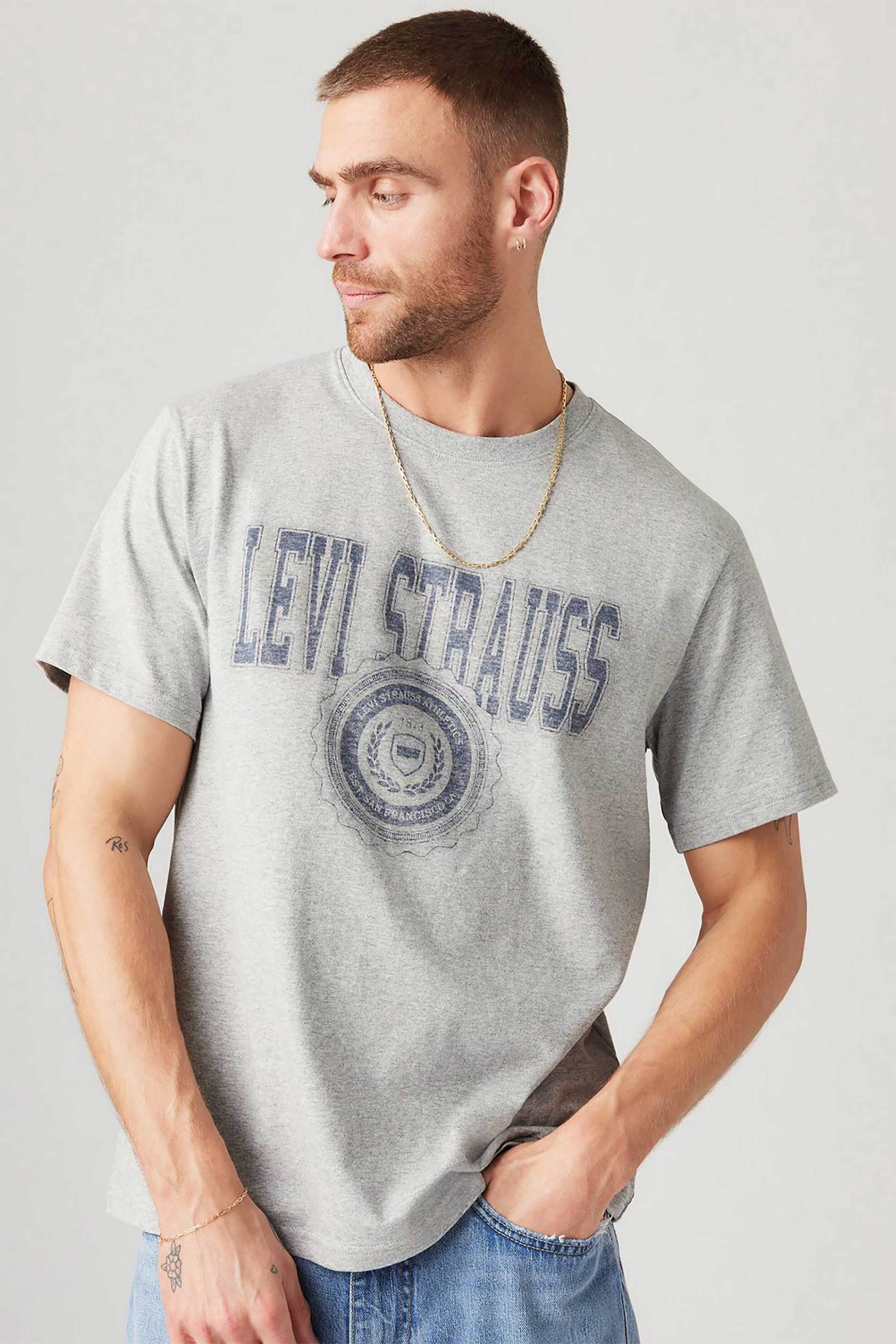 Levi's® ανδρικό T-shirt με graphic print Relaxed Fit - 161431591 Γκρι