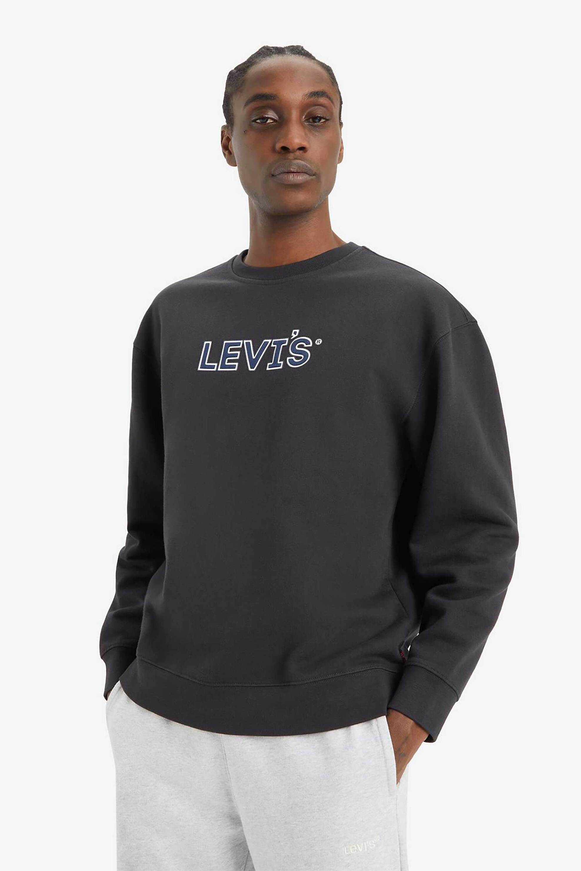 Levi's® ανδρική μπλούζα φούτερ με logo patch "Relaxed Graphic Crewneck" - 387120302 Μαύρο