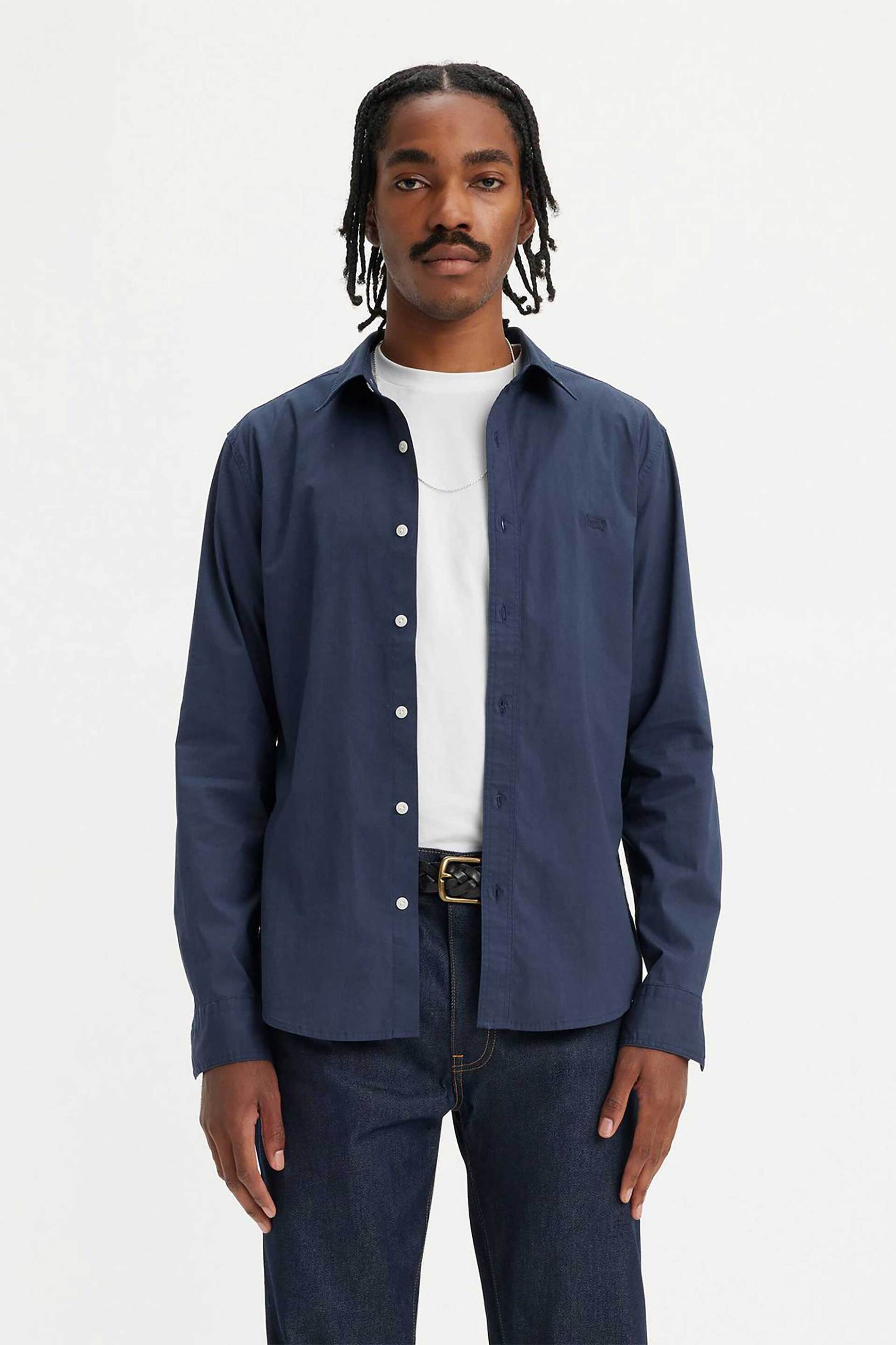 Levi's® ανδρικο πουκάμισο μονόχρωμο Slim Fit "Battery Housemark" - 866250040 Μπλε Σκούρο