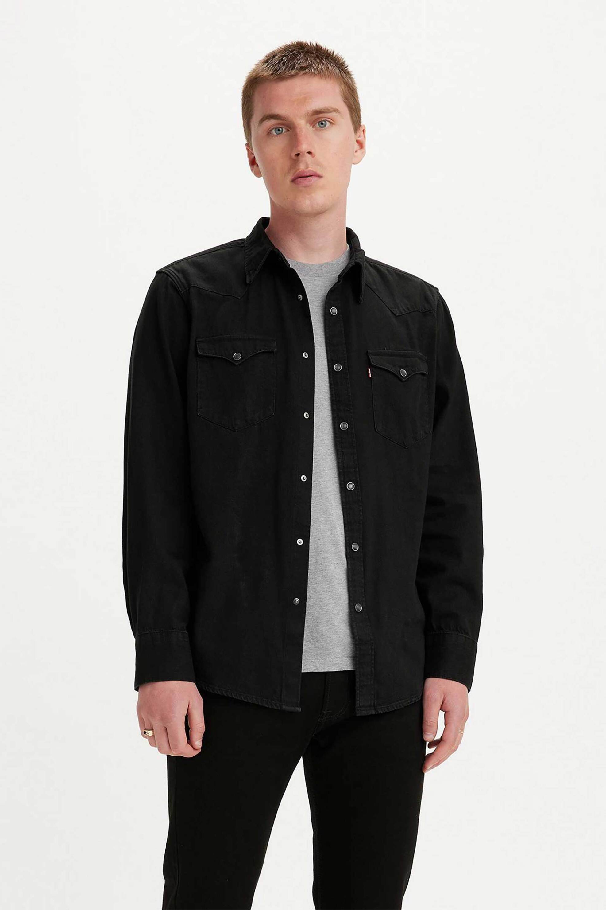 LEVI'S Levi's® ανδρικό denim πουκάμισο με τσέπες στο στήθος Standard Fit "Barstow Western" - 857440002 Μαύρο