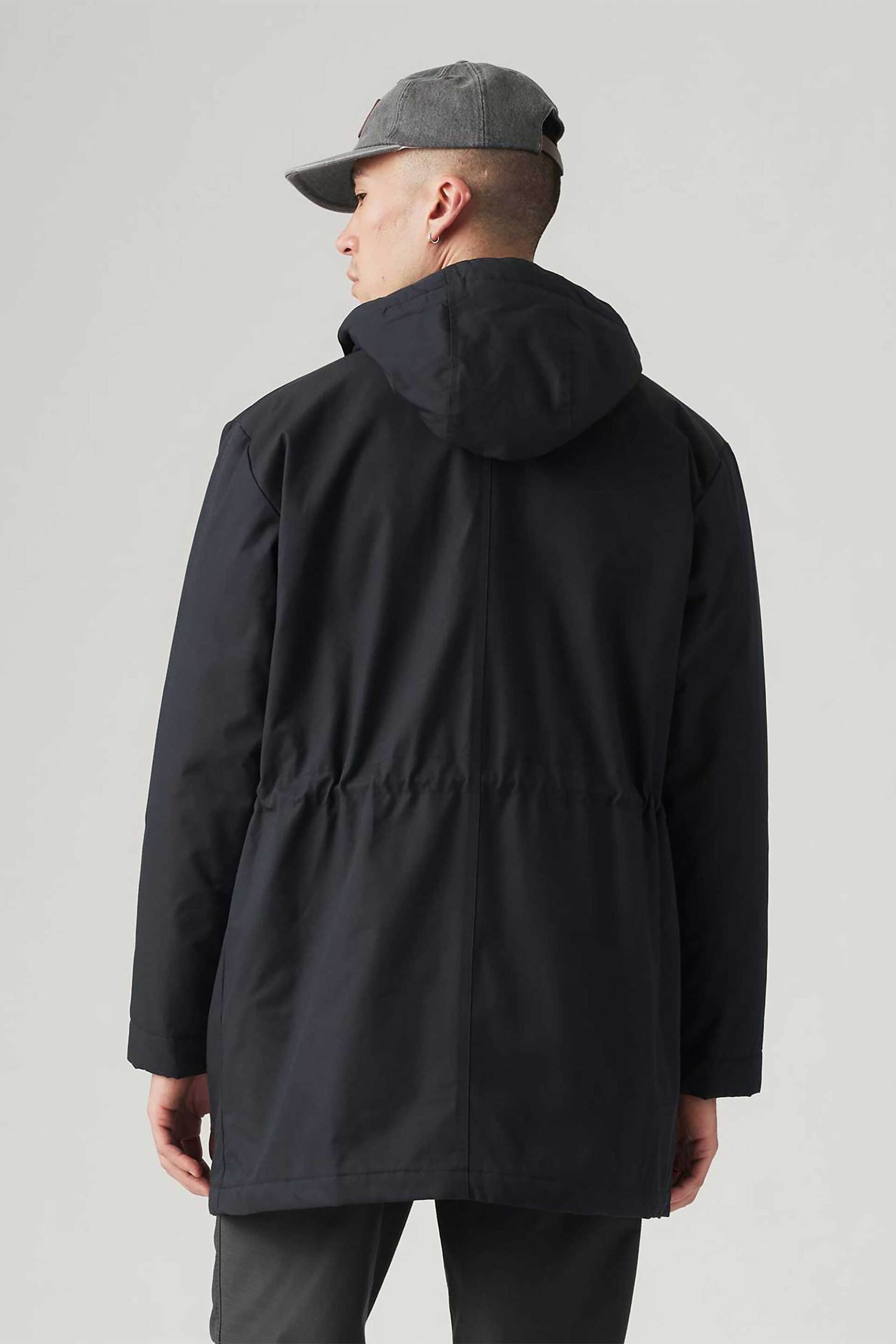 Levi's® ανδρικό μπουφάν παρκά με κουκούλα και logo patch Standard Fit - A85630000 Μαύρο φωτογραφία