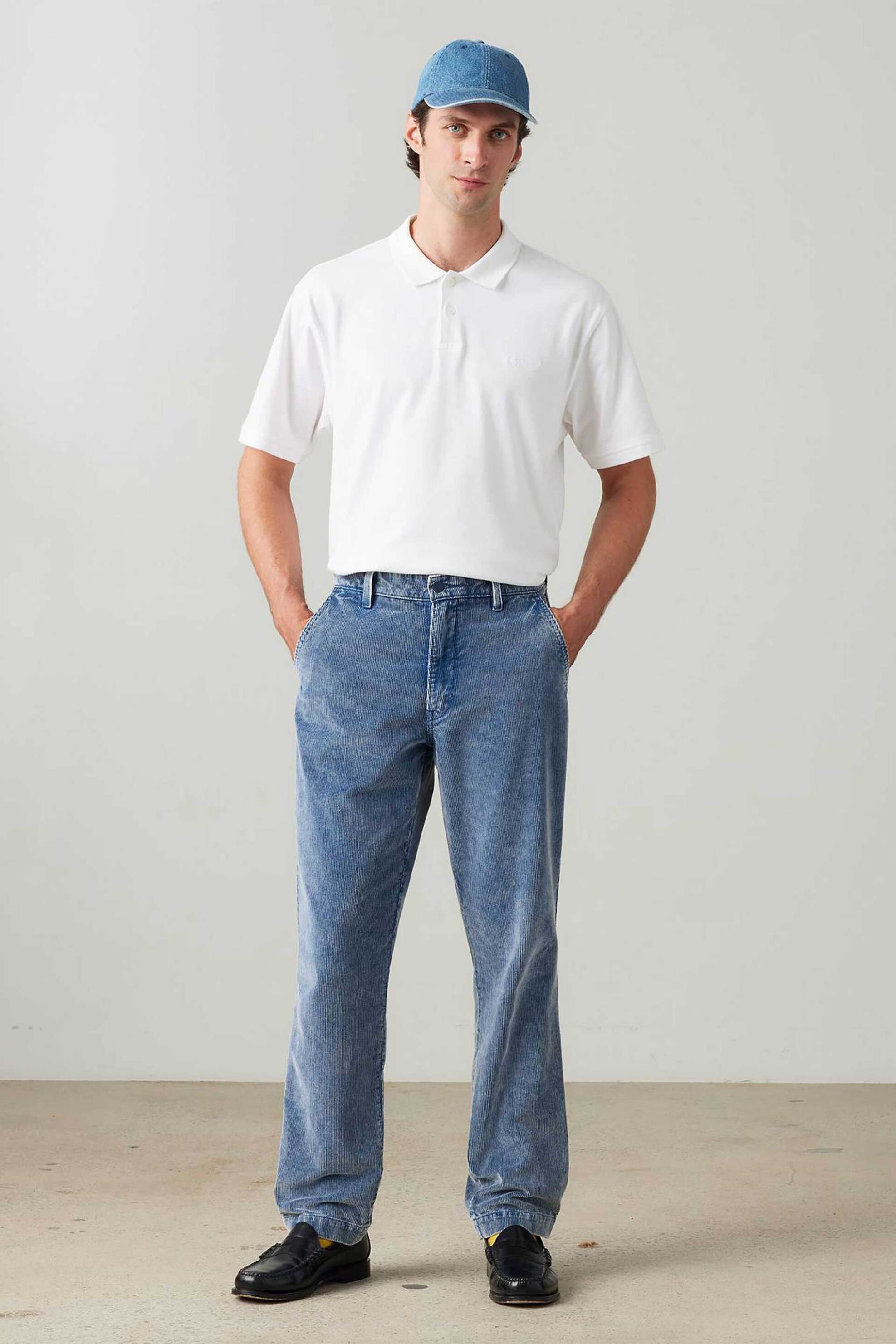 Levi's® ανδρικό chino παντελόνι μονόχρωμο με κοτλέ υφή "XX" - A57530029 Γαλάζιο