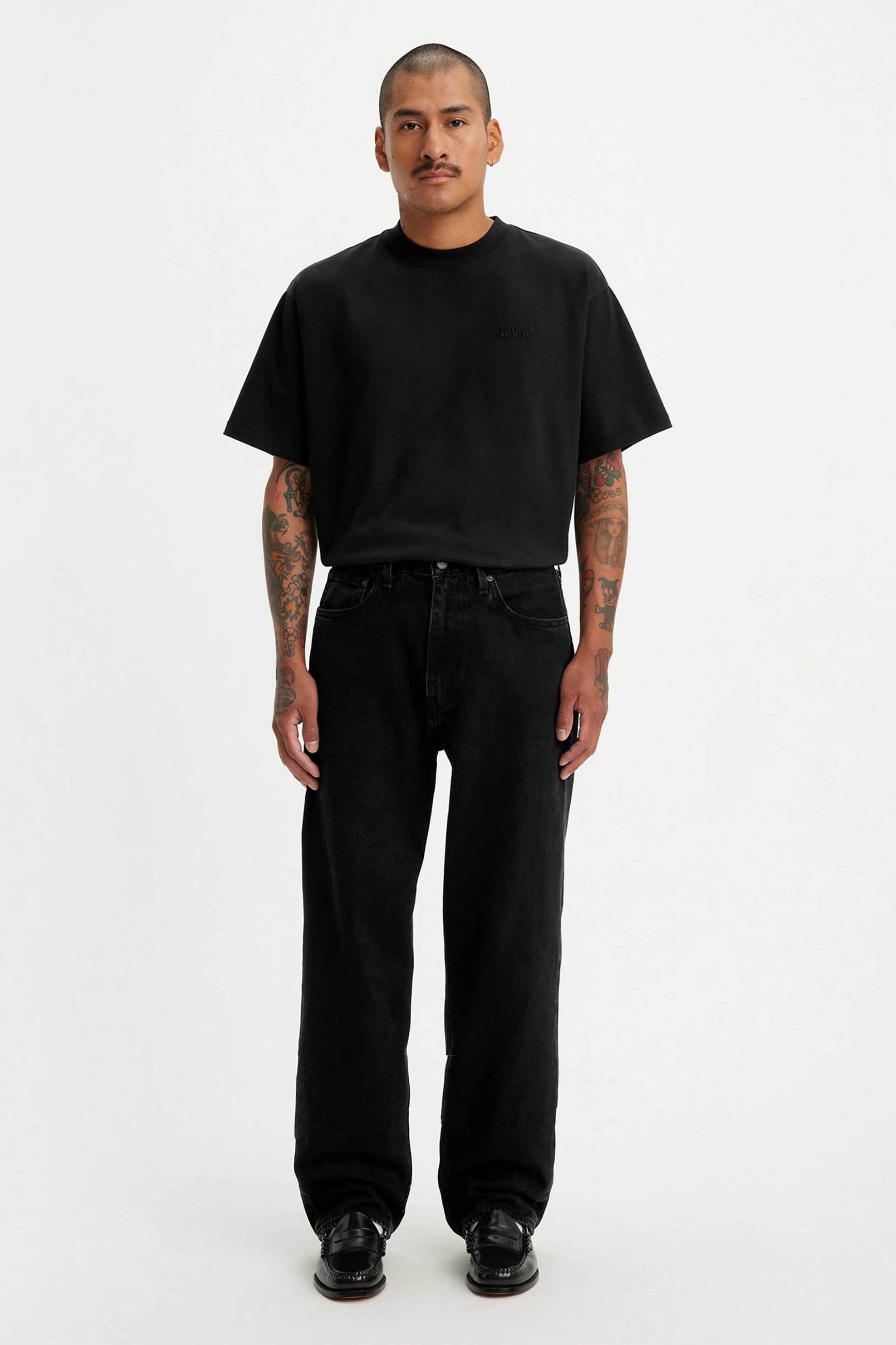 LEVI'S Levi's® ανδρικό τζιν παντελόνι πεντάτσεπο με logo patch Loose Straight "568" - 290370066 Μαύρο