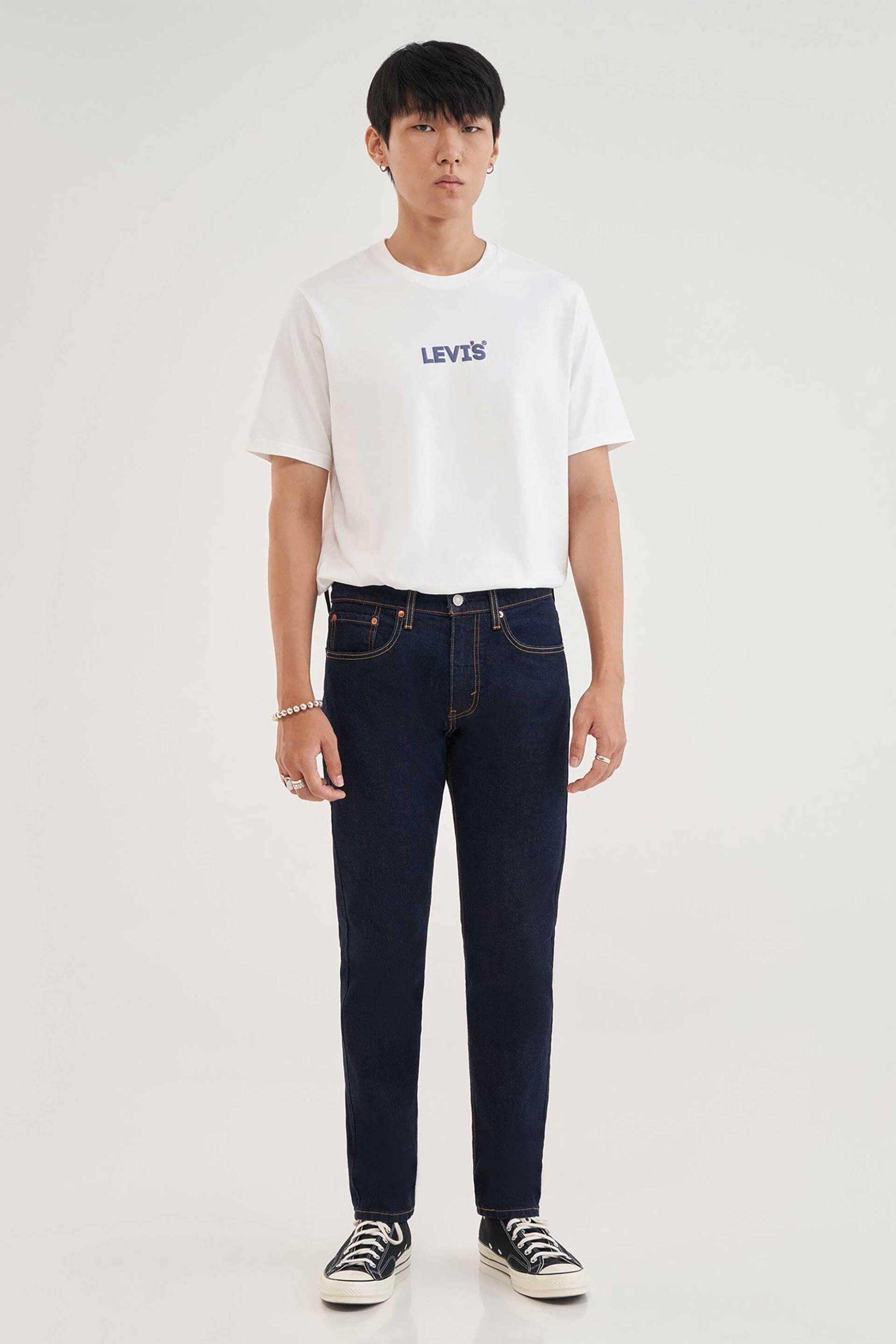 Levi's® ανδρικό τζιν παντελόνι πεντάτσεπο με logo patch Regular Fit "502™" - 295070083 Denim Blue Σκούρο