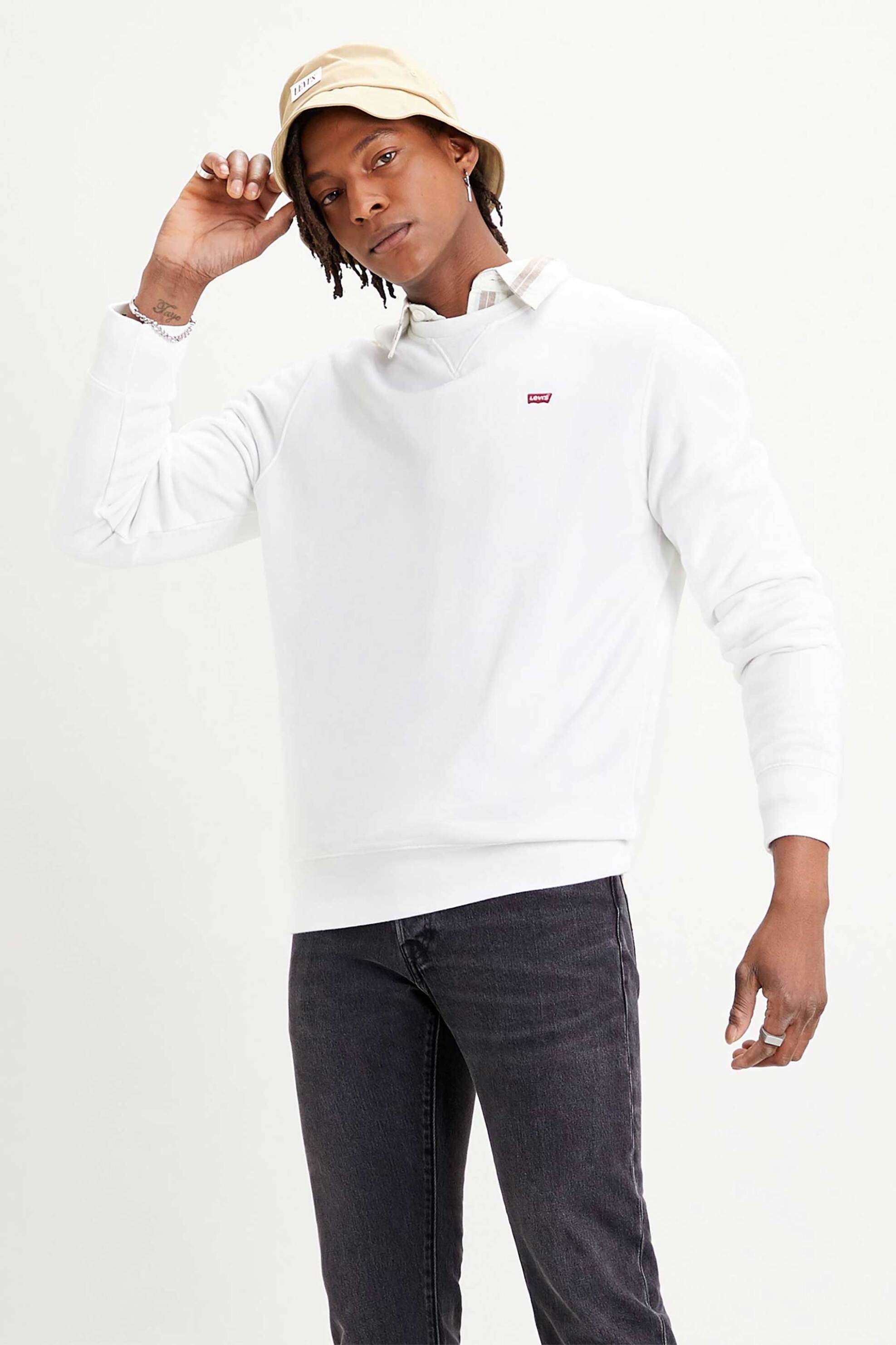 LEVI'S Levi's® ανδρική μπλούζα φούτερ με κεντημένο λογότυπο στο στήθος Standard Fit - 359090000 Λευκό