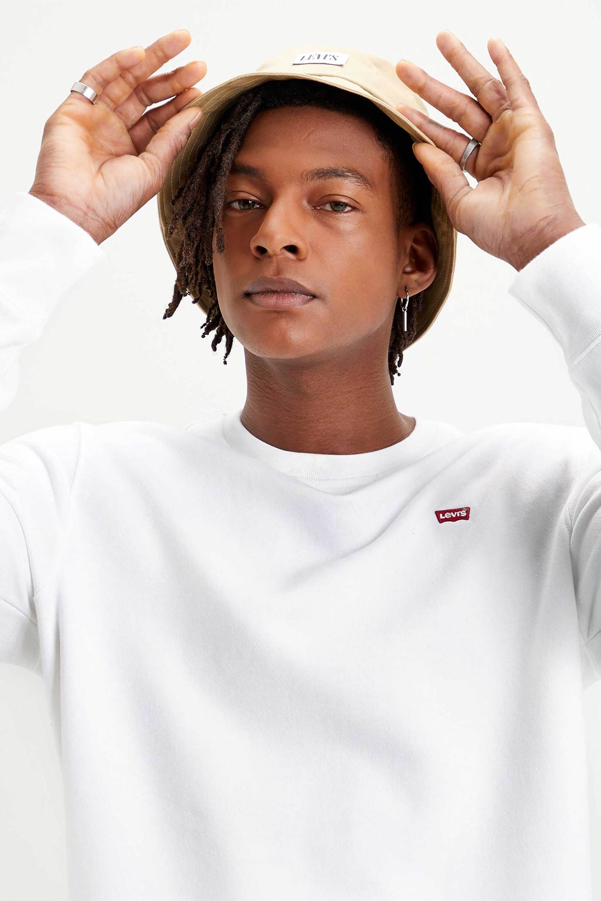 Levi's® ανδρική μπλούζα φούτερ με κεντημένο λογότυπο στο στήθος Standard Fit - 359090000 Λευκό φωτογραφία