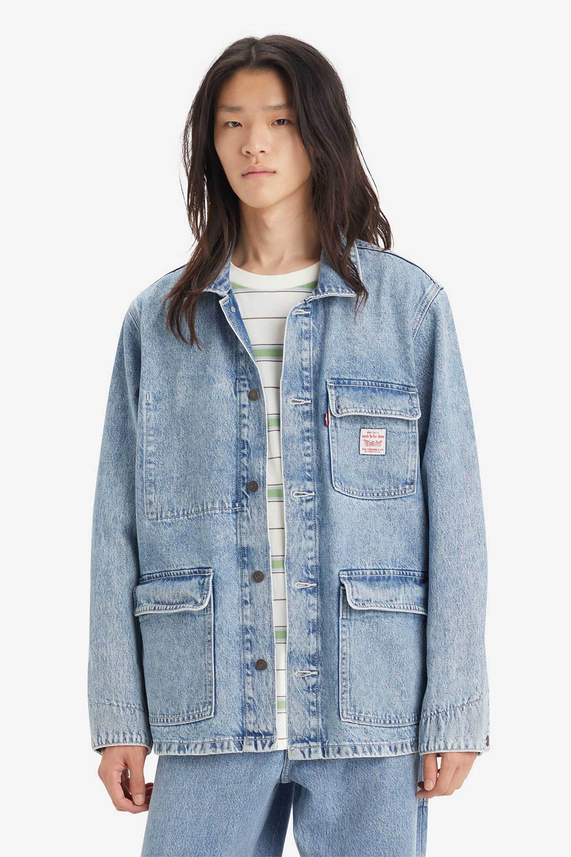 Levi's® ανδρικό denim jacket με τσέπες και logo patch Relaxed Fit - A07440003 Denim Blue Ανοιχτό