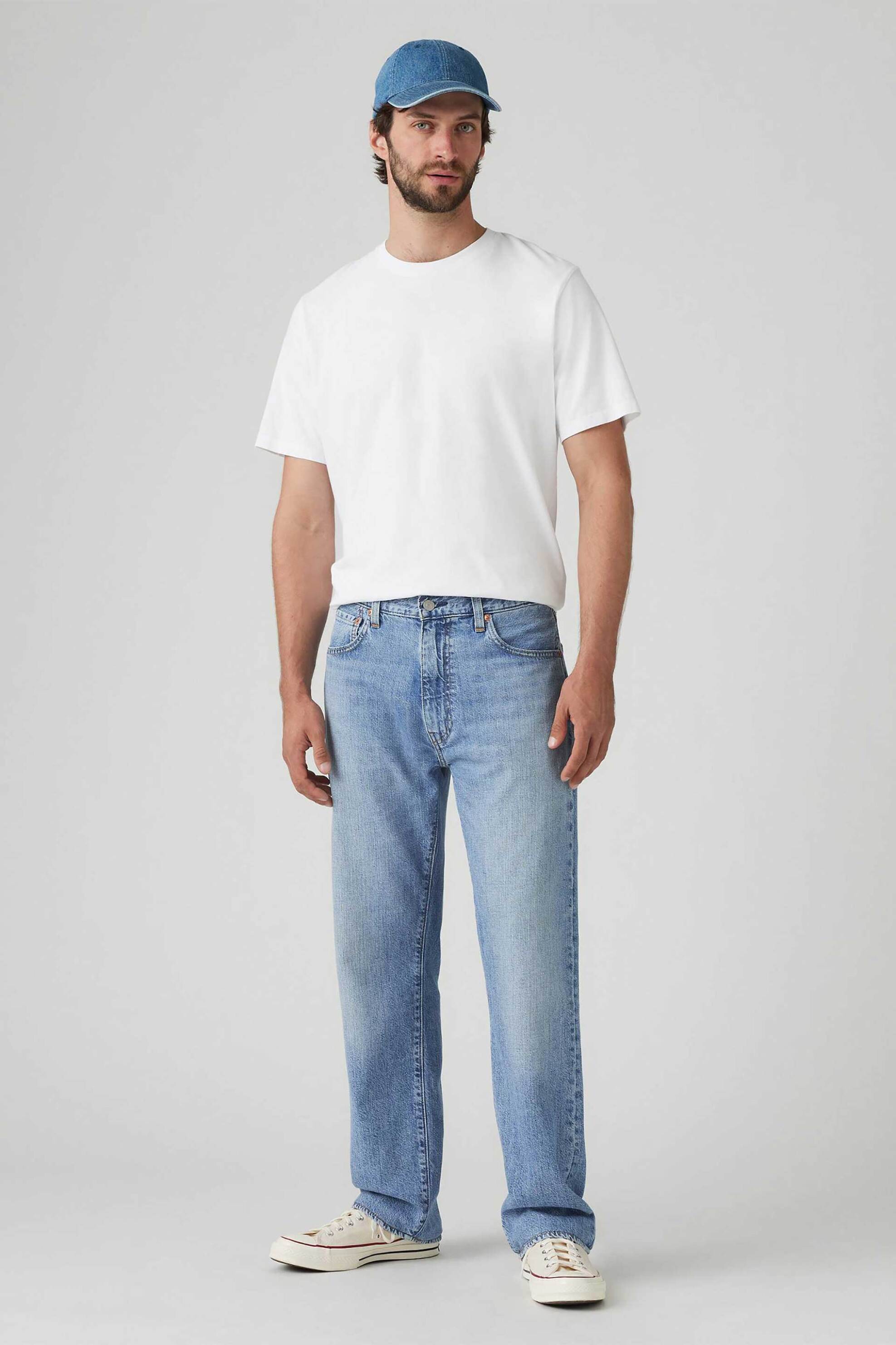 Levi's® ανδρικό τζιν παντελόνι πεντάτσεπο με logo patch Relaxed Fit "555™" - 000LO0012 Denim Blue Ανοιχτό