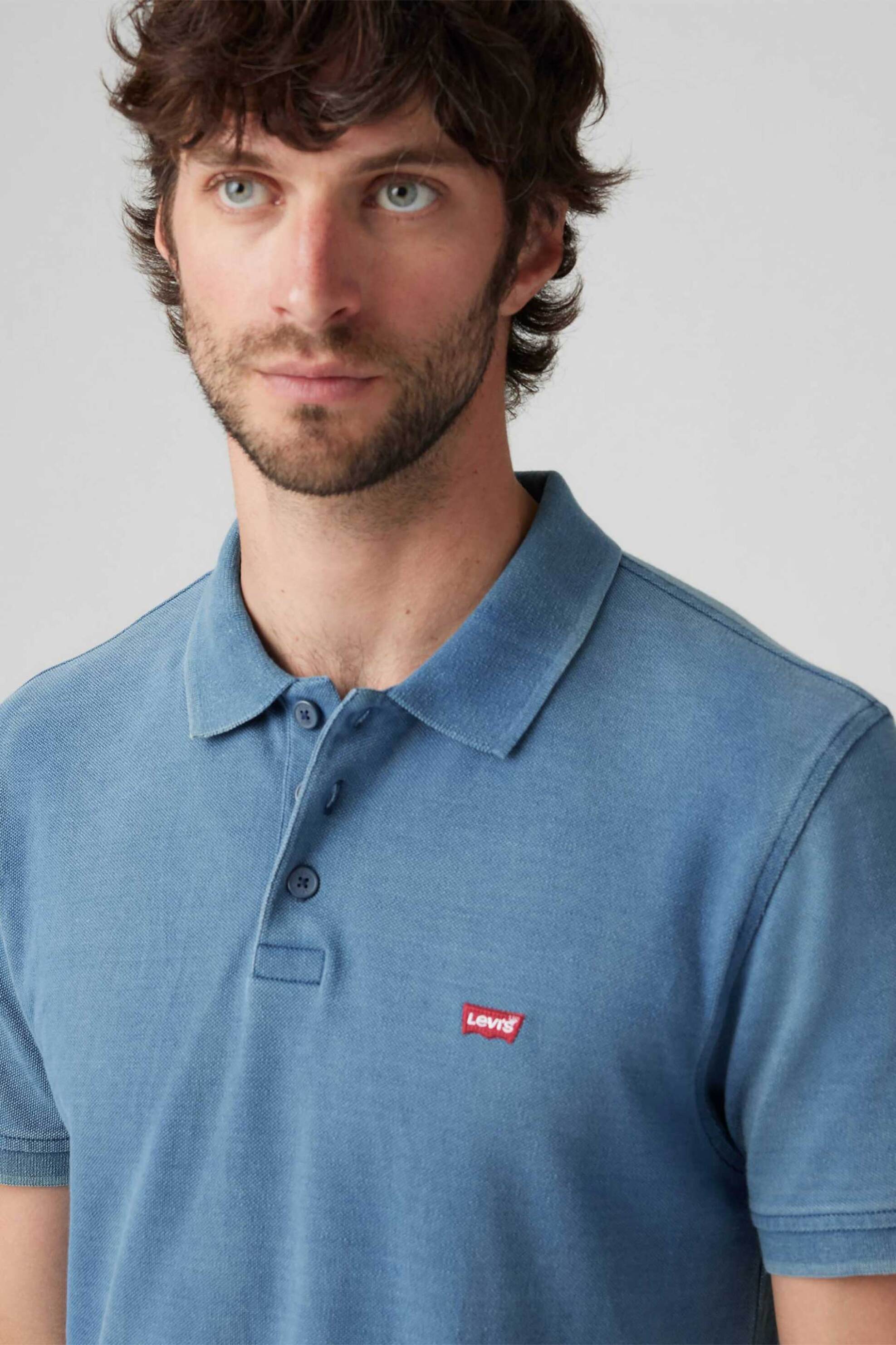Levi's® ανδρική μπλούζα πόλο με κεντημένο λογότυπο Standard Fit - 358830271 Μπλε Ανοιχτό φωτογραφία