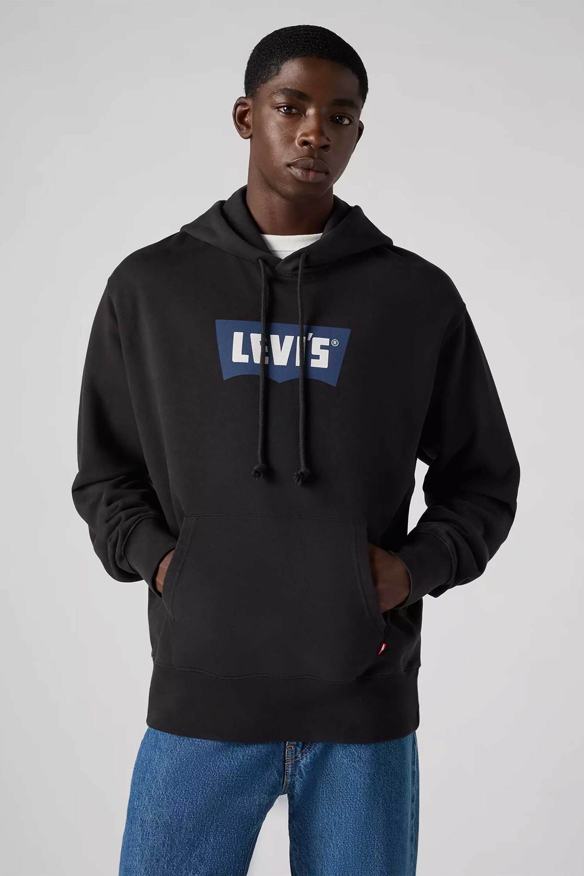 LEVI'S Levi's® ανδρική μπλούζα φούτερ με κουκούλα και σταμπωτό λογότυπο Relaxed Fit - A73860019 Μαύρο