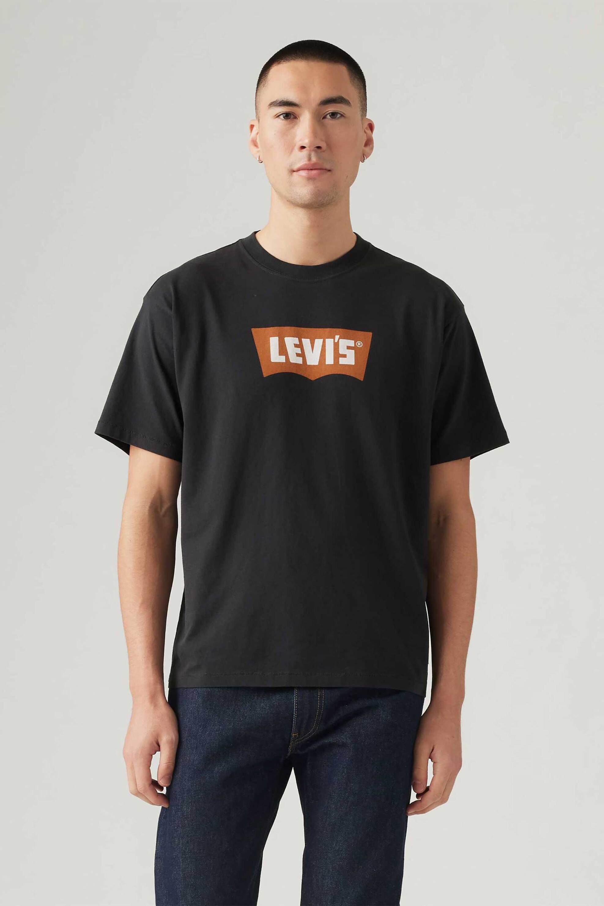 LEVI'S Levi's® ανδρικό T-shirt με σταμπωτό λογότυπο Relaxed Fit "Vintage Batwing" - 000RY0004 Μαύρο