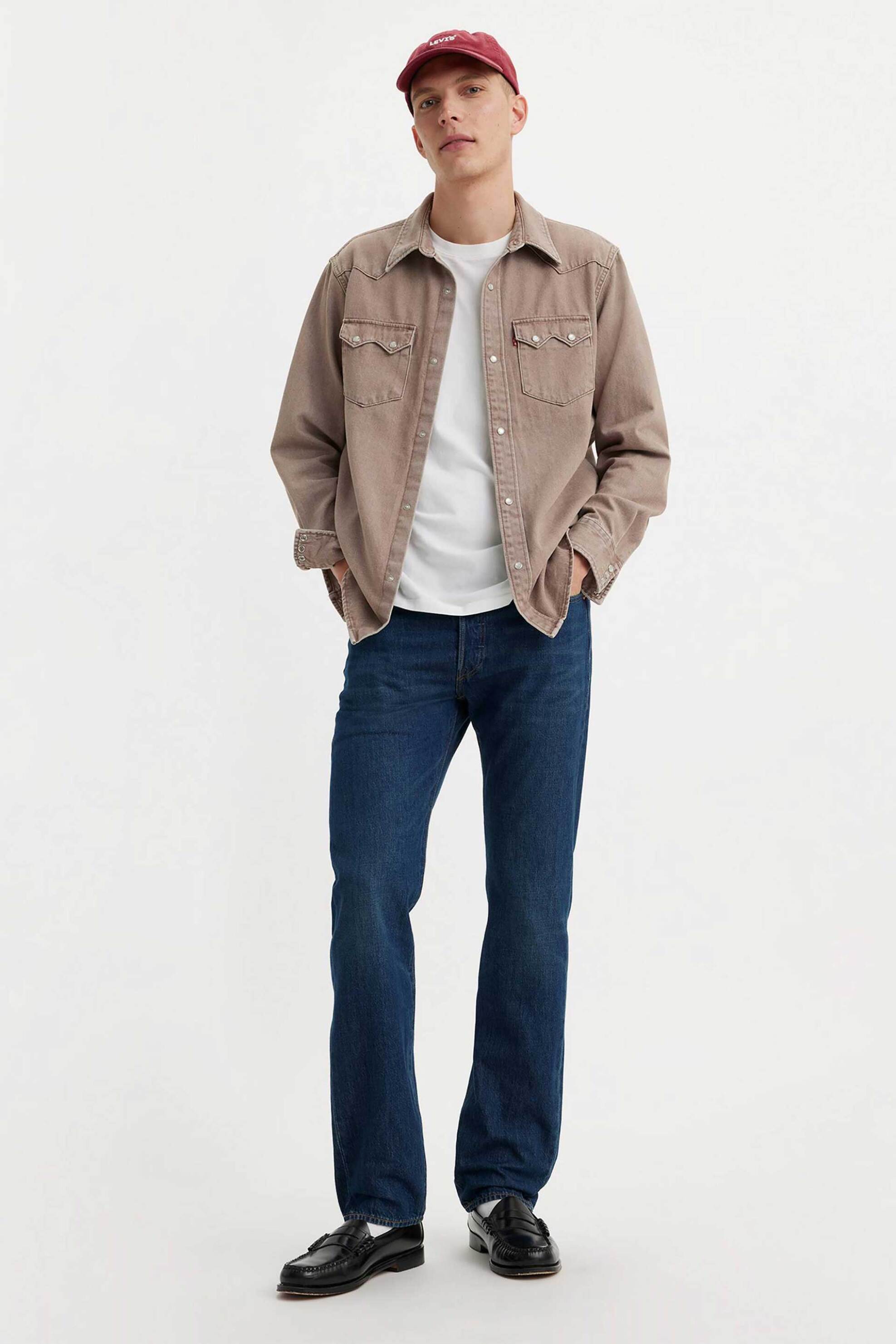 LEVI'S Levi's® ανδρικό τζιν παντελόνι πεντάτσεπο Regular Fit "501" - 005013199 Denim Blue