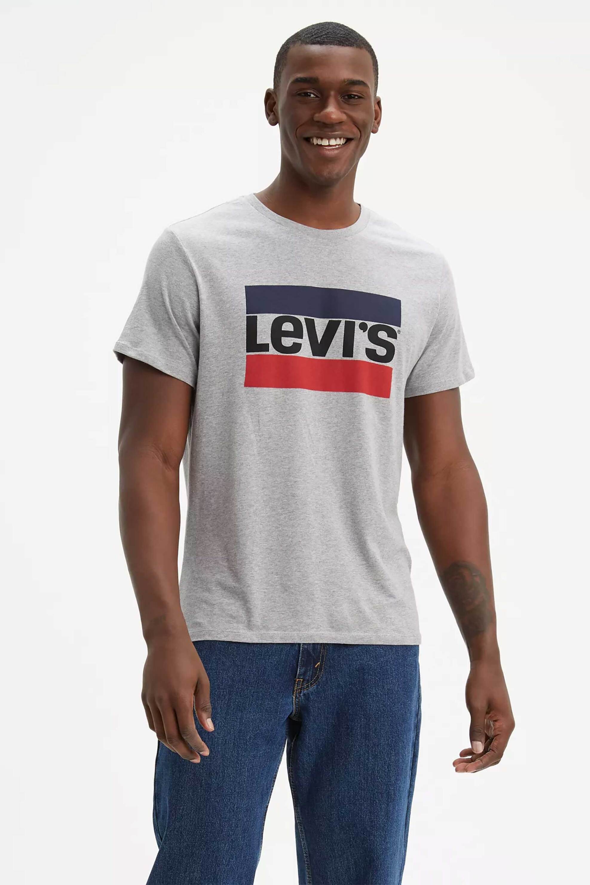 Levi's® ανδρικό T-shirt μονόχρωμο με graphic print Standard Fit - 396360002 Γκρι