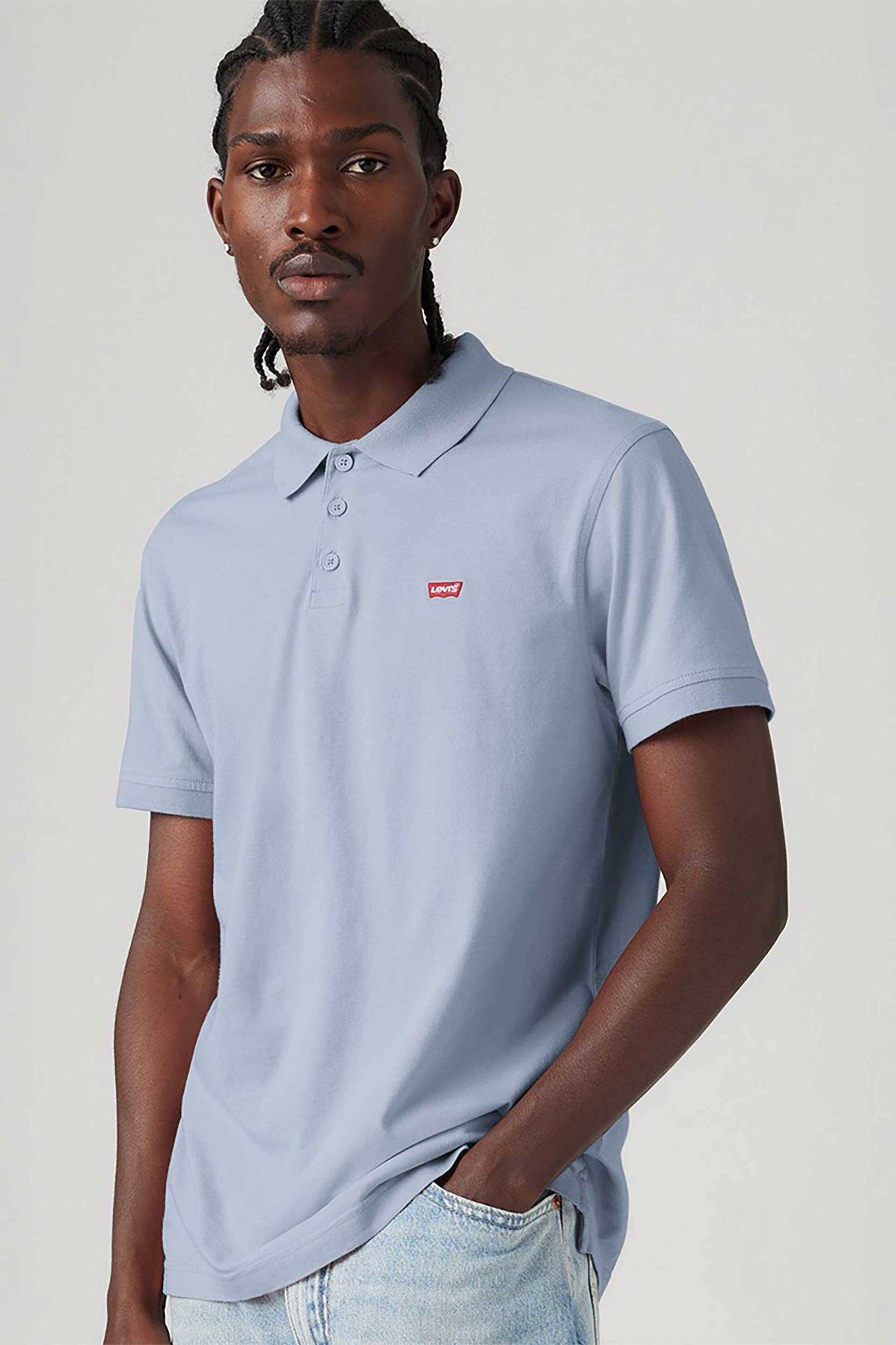 Levi's® ανδρική μπλούζα πόλο πικέ με κεντημένο λογότυπο Regular Fit - 358830279 Μπλε Ανοιχτό