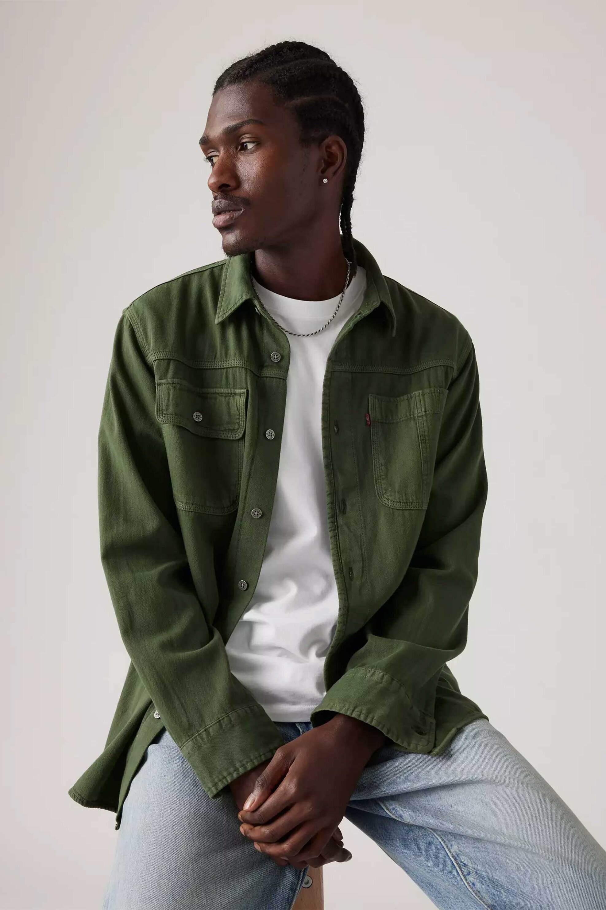 Levi's® ανδρικό denim πουκάμισο μονόχρωμο Relaxed Fit - A72240013 Κυπαρισσί