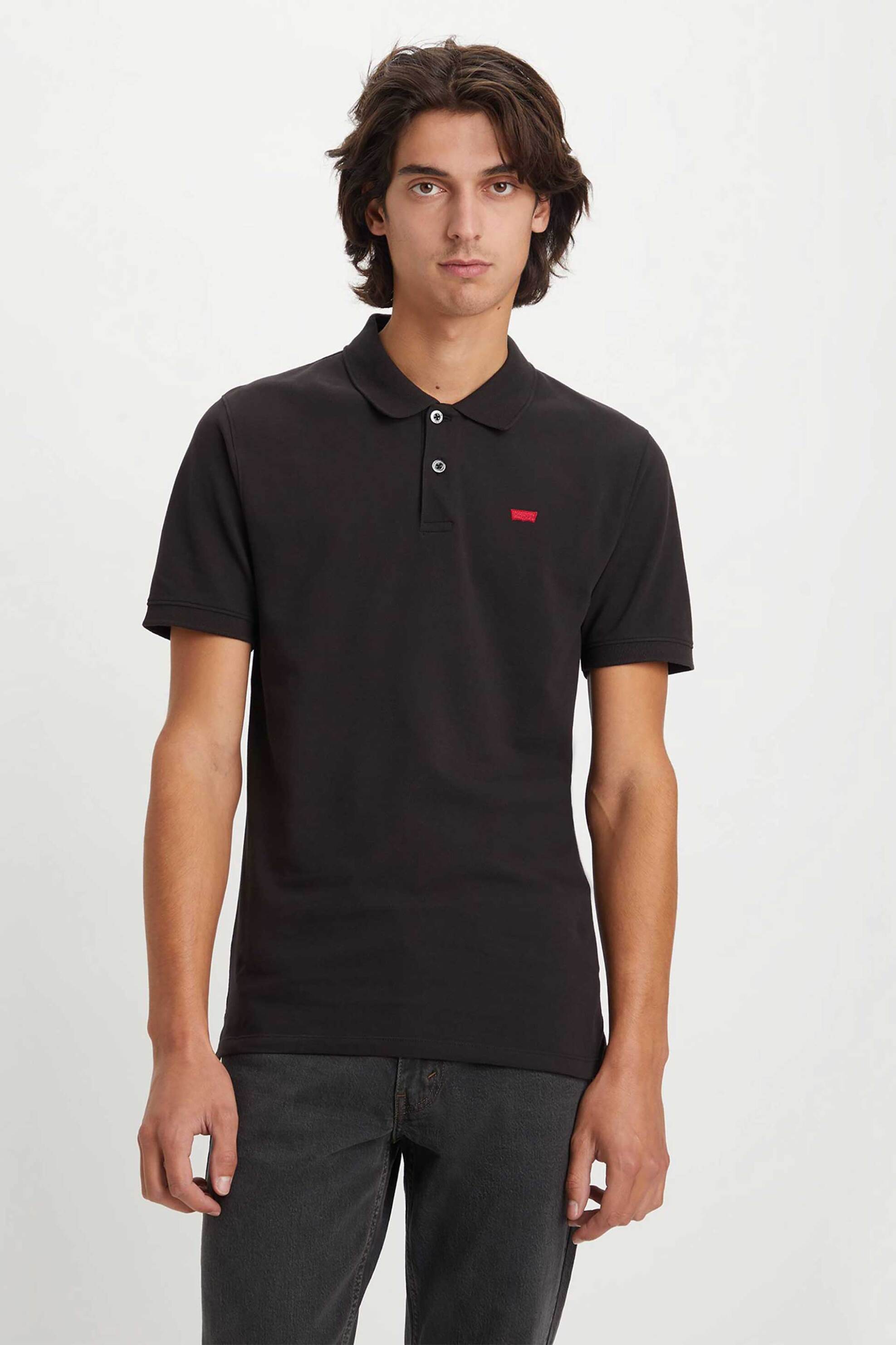 LEVI'S Levi's® ανδρική μπλούζα πόλο με ανάγλυφο λογότυπο Slim Fit - A48420015 Μαύρο