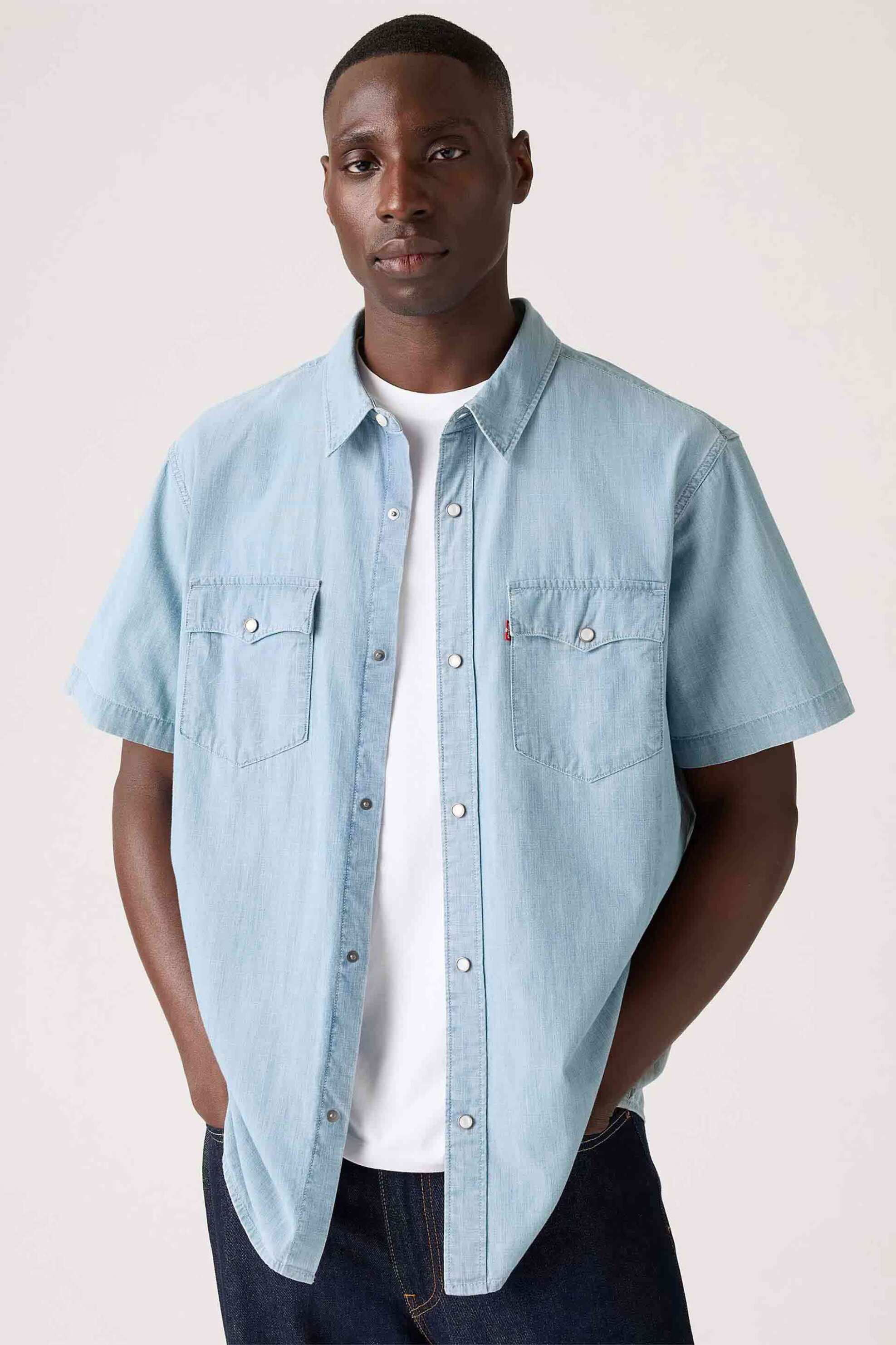 LEVI'S Levi's® ανδρικό πουκάμισο μονόχρωμο Relaxed Fit "Western" - A57220008 Γαλάζιο
