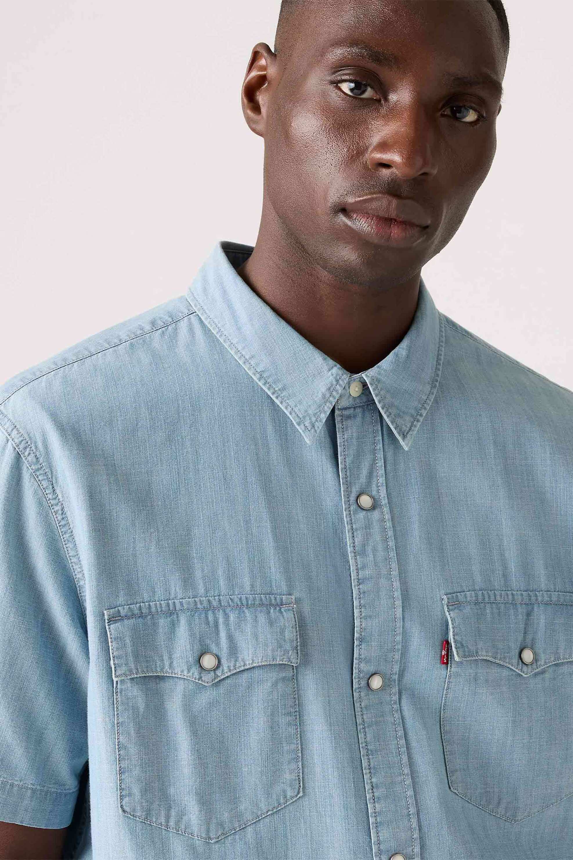 Levi's® ανδρικό πουκάμισο μονόχρωμο Relaxed Fit "Western" - A57220008 Γαλάζιο φωτογραφία