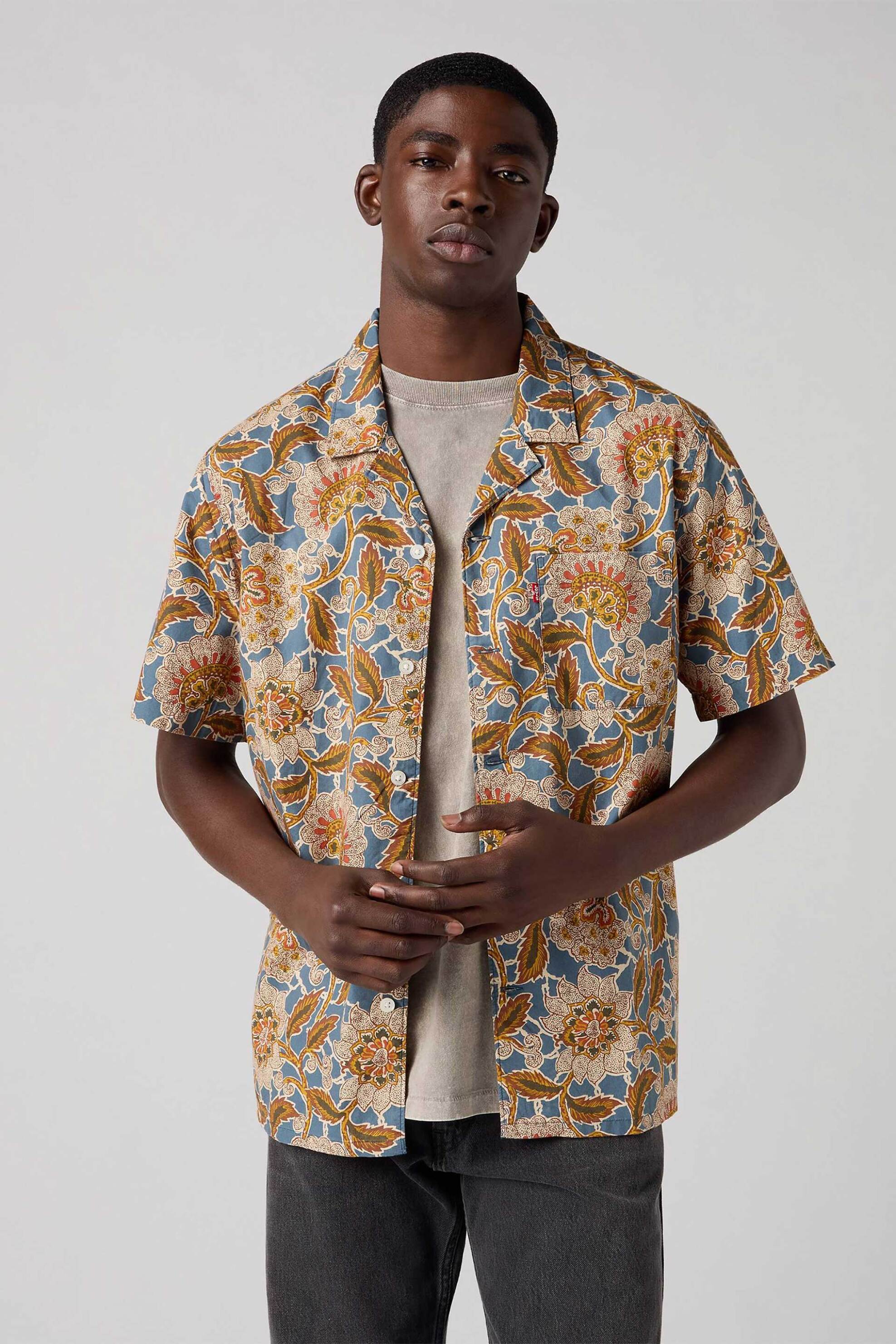 Levi's® ανδρικό πουκάμισο κοντομάνικο με all-over print Standard Fit "Sunset Camp" - 726250117 Καφέ Ανοιχτό