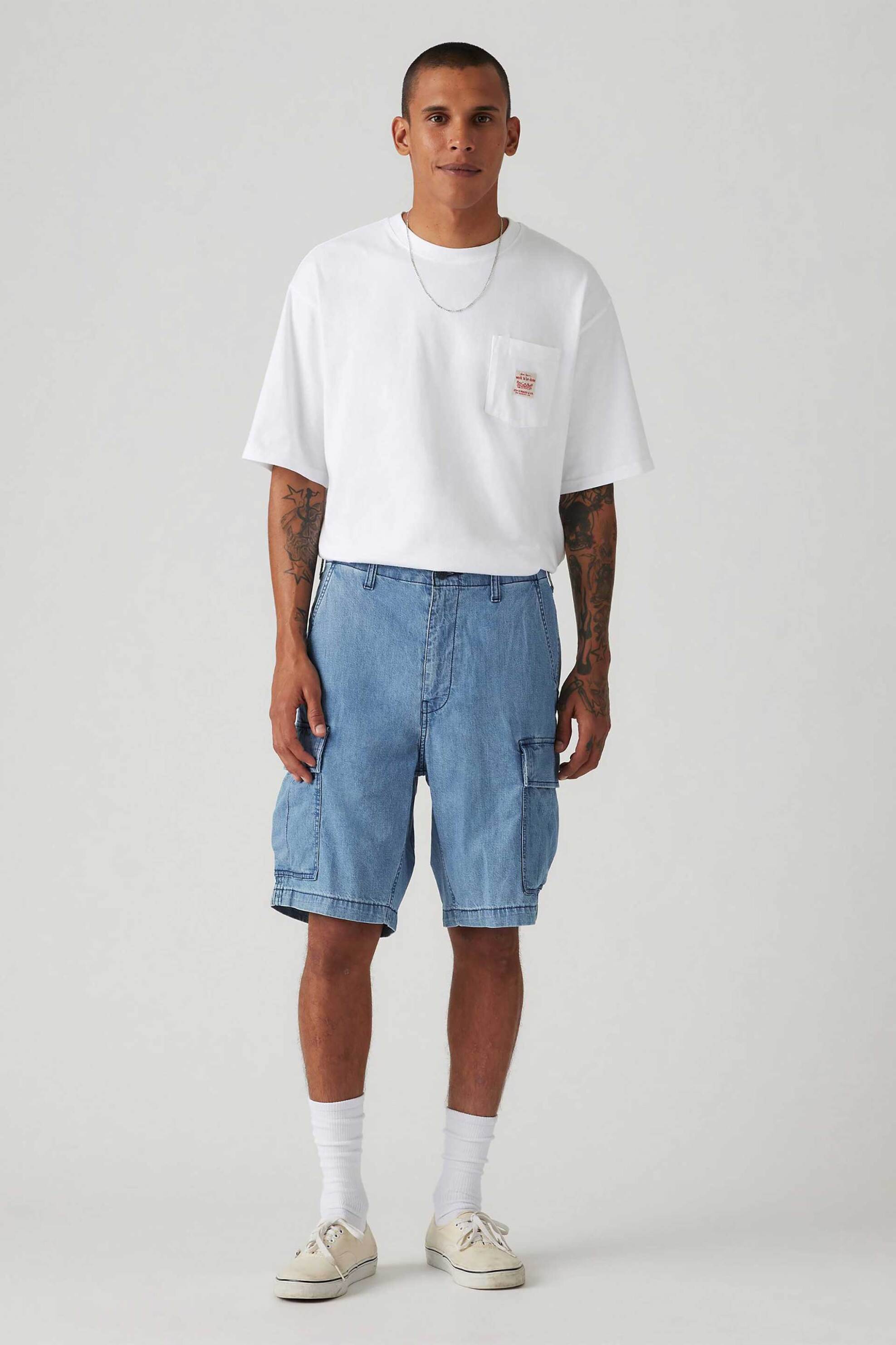 Levi's® ανδρική denim βερμούδα cargo Regular Fit "Carrier" - 001KG0009 Denim Blue