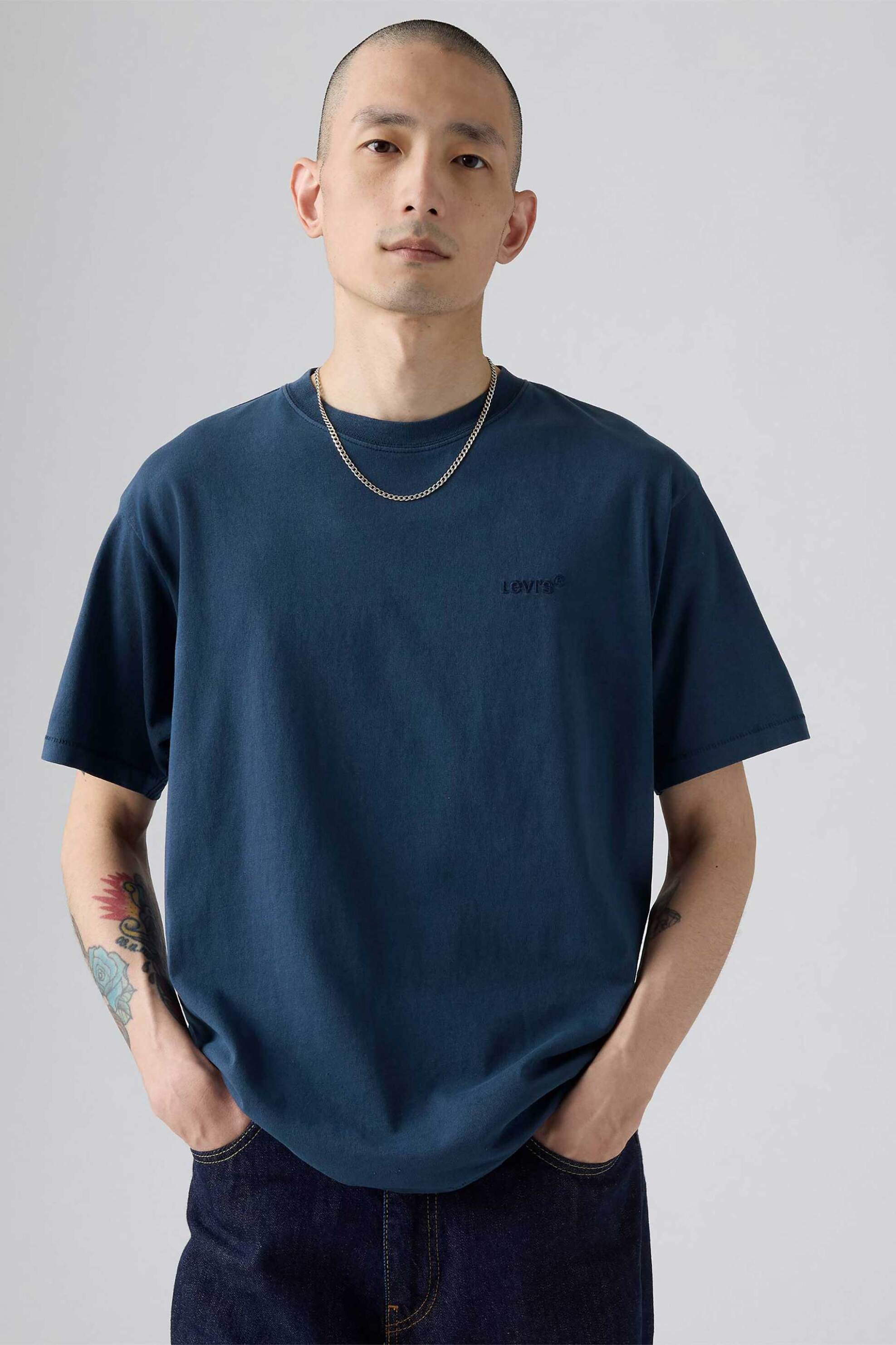 Levi's® ανδρικό T-shirt με λογότυπο στο στήθος Relaxed Fit - A06370058 Μπλε