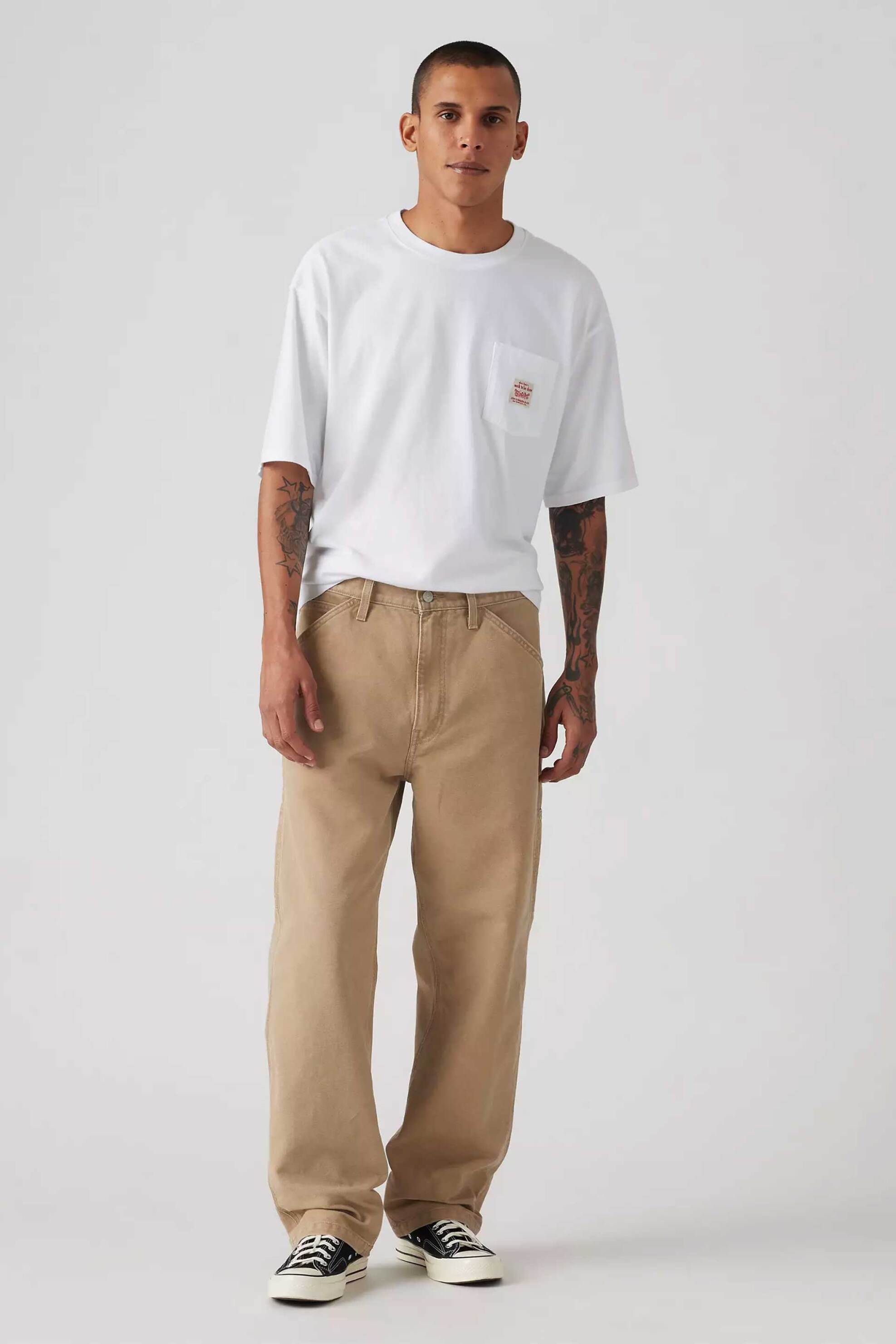 Levi's® ανδρικό canvas παντελόνι πεντάτσεπο Loose Straight Fit "568™" - 558490067 Μπεζ