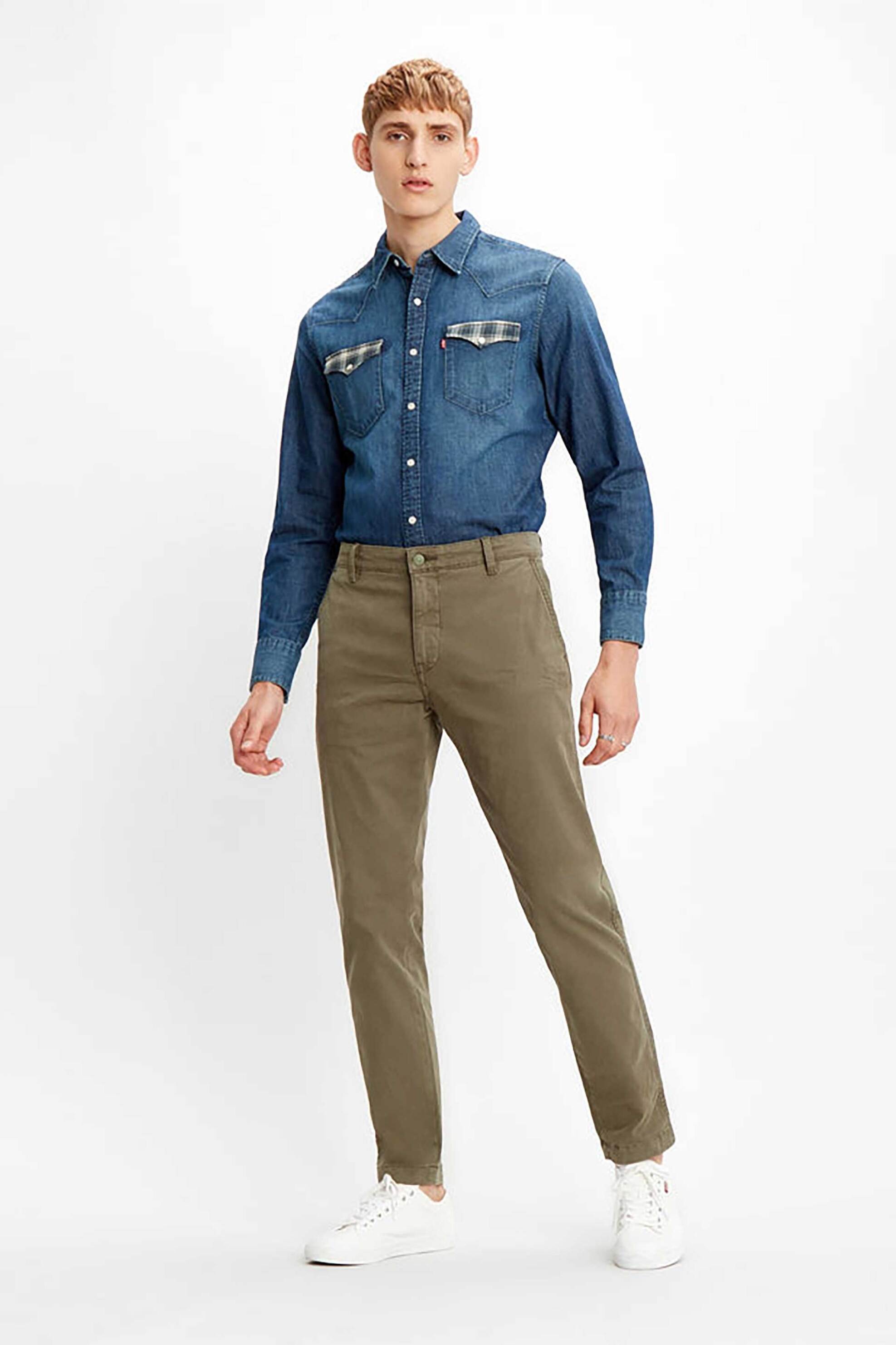 Levi's® ανδρικό παντελόνι chino μονόχρωμο Regular Fit - 171960169 Λαδί